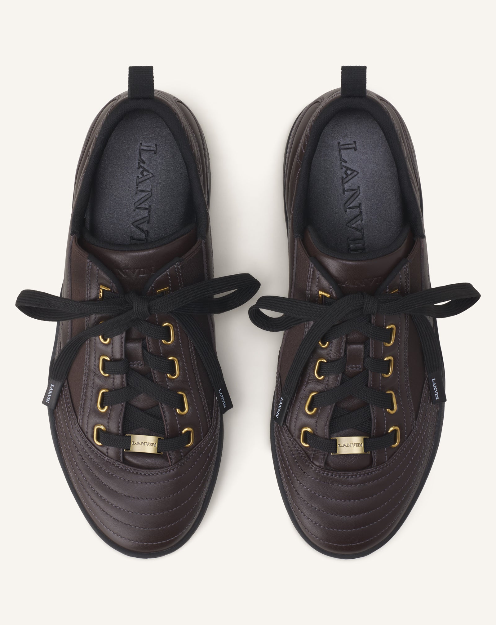 SNEAKERS LNV2 EN CUIR MARRON