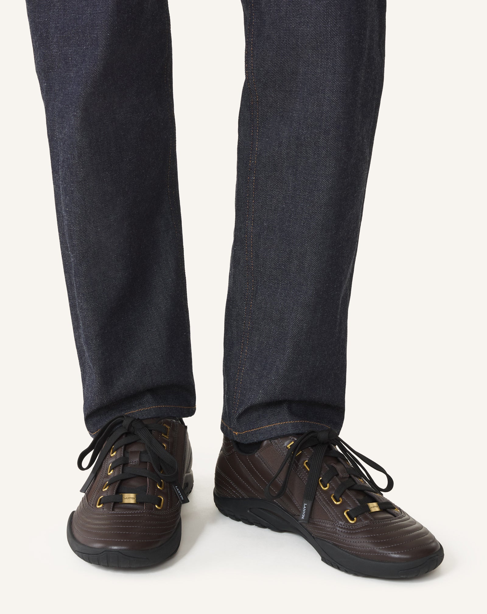 SNEAKERS LNV2 EN CUIR MARRON