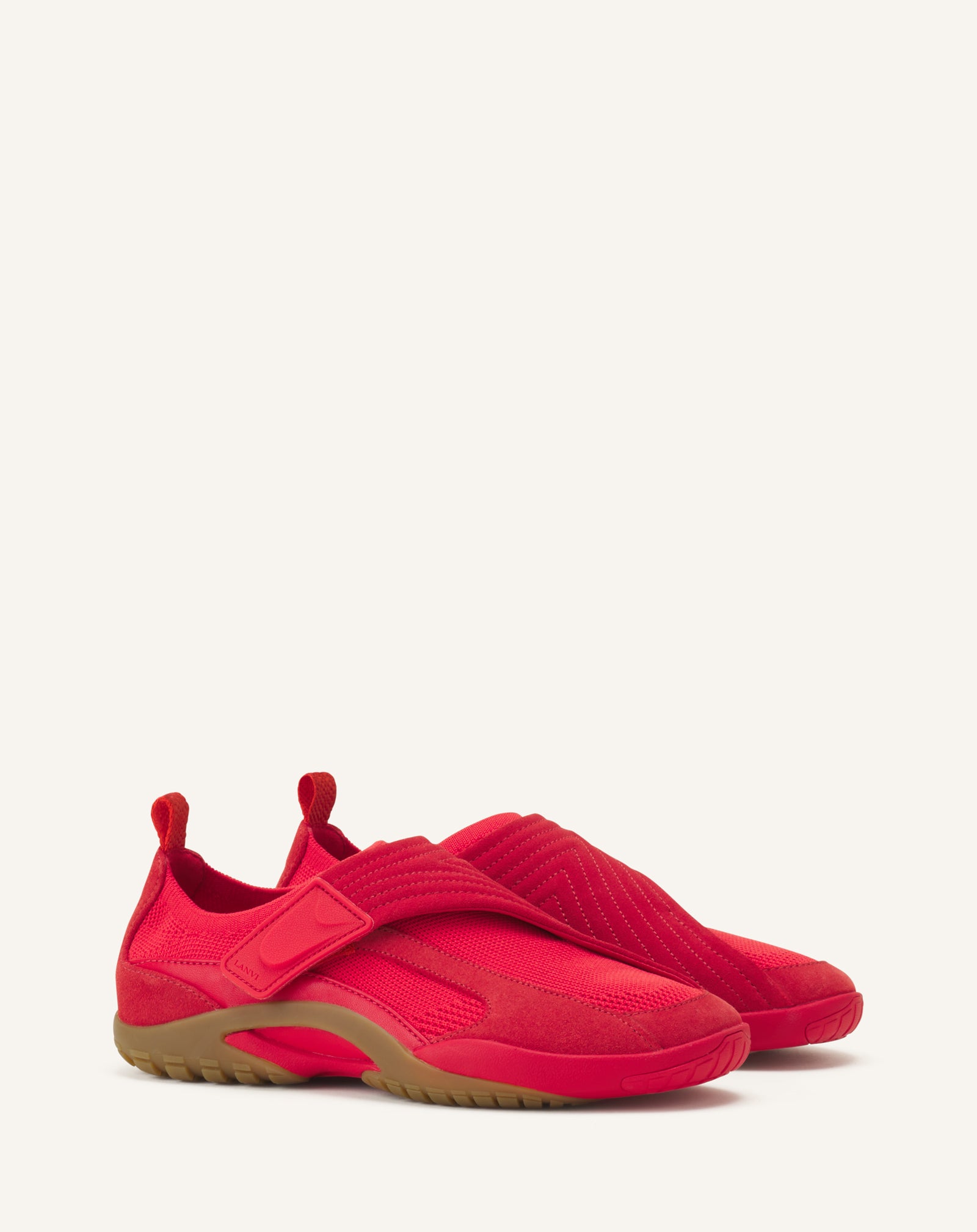 SNEAKER LNV1 EN SUEDE TRICOTE ROUGE