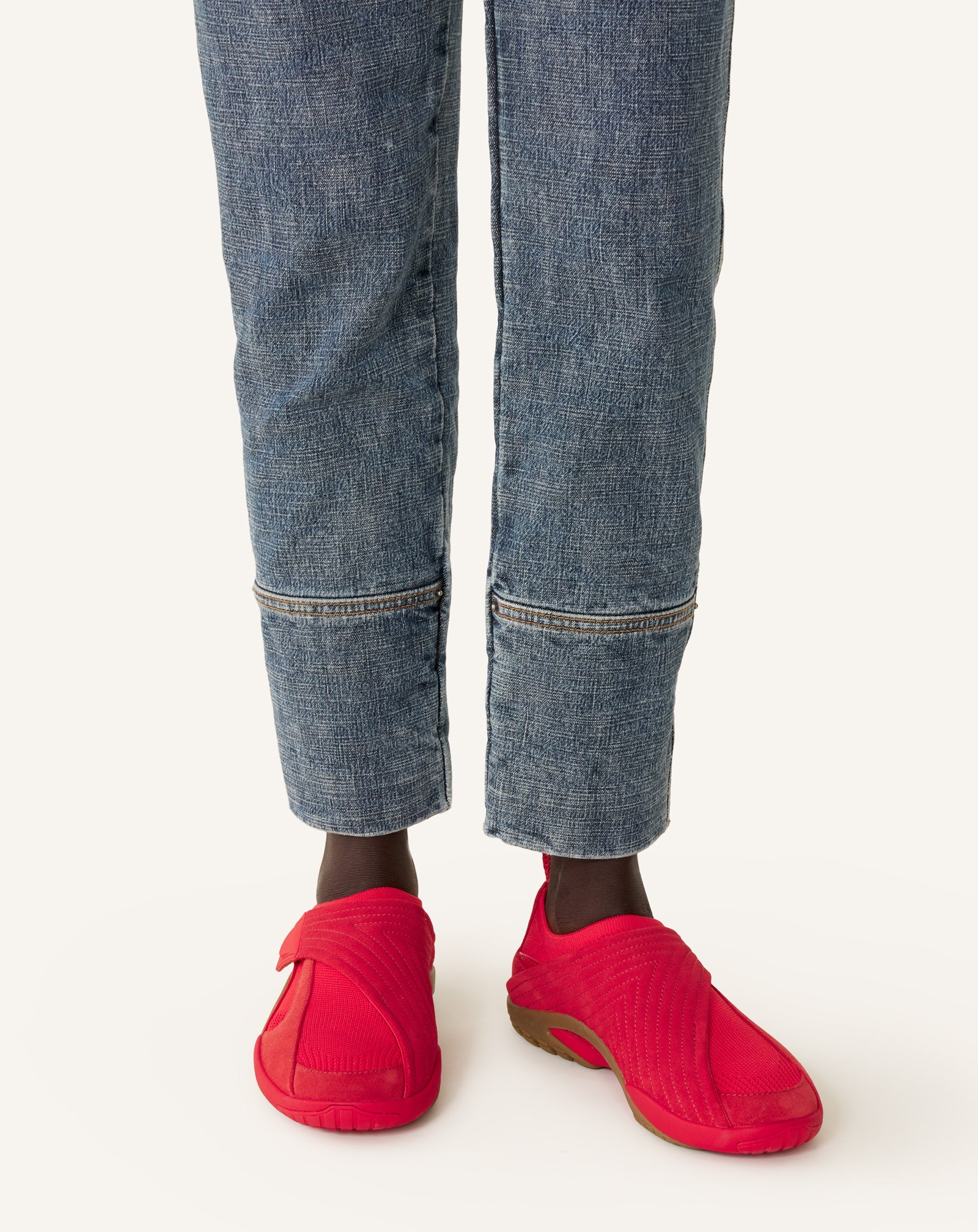 SNEAKER LNV1 EN SUEDE TRICOTE ROUGE