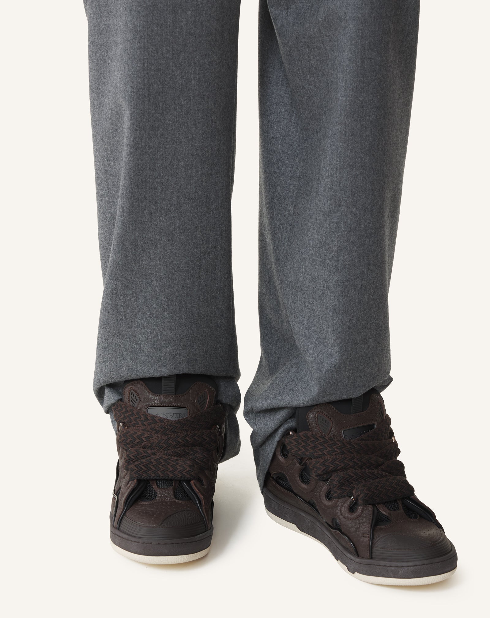 SNEAKERS CURB EN CUIR EFFET DINO GRIS