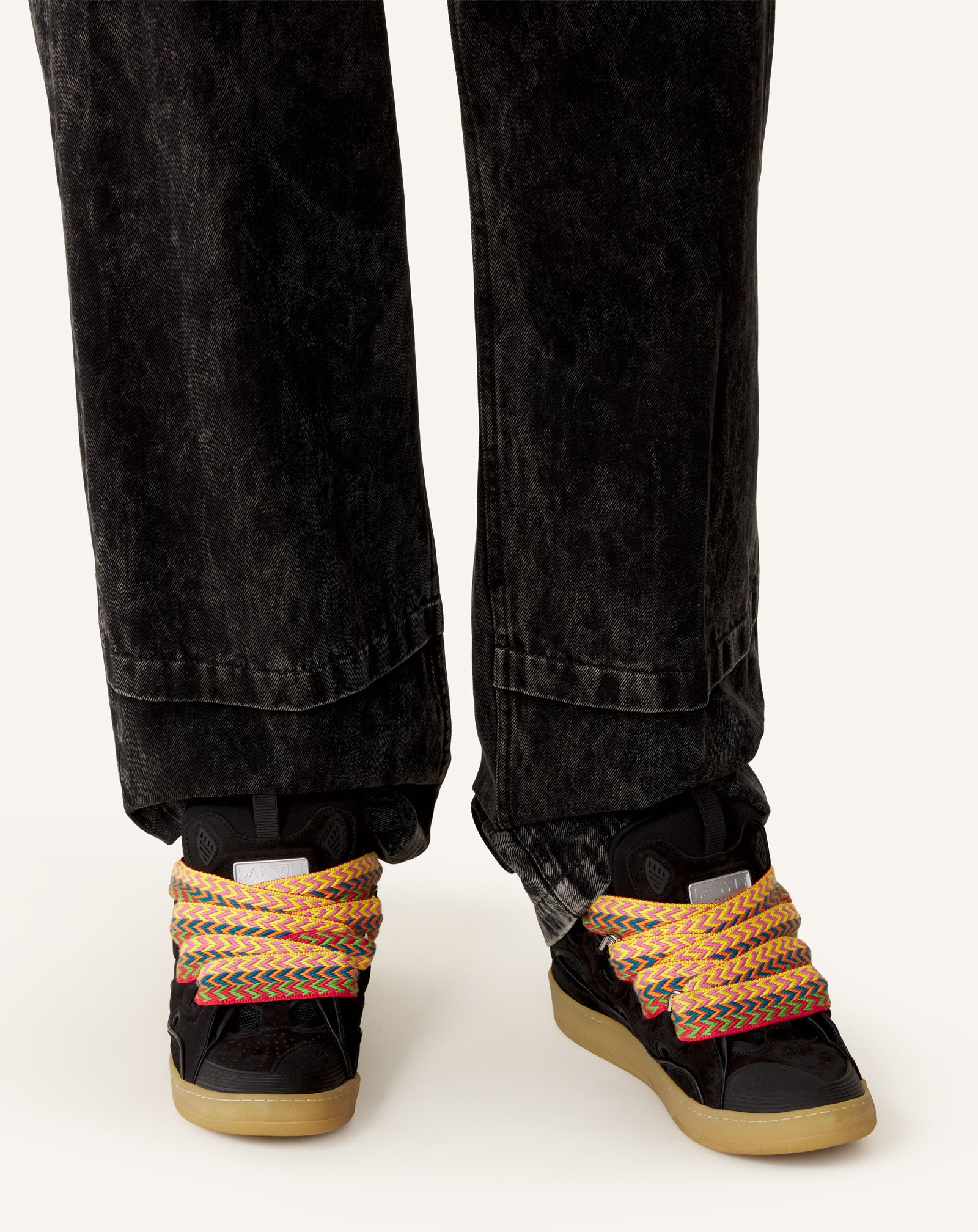 SNEAKERS CURB EN CUIR NOIR