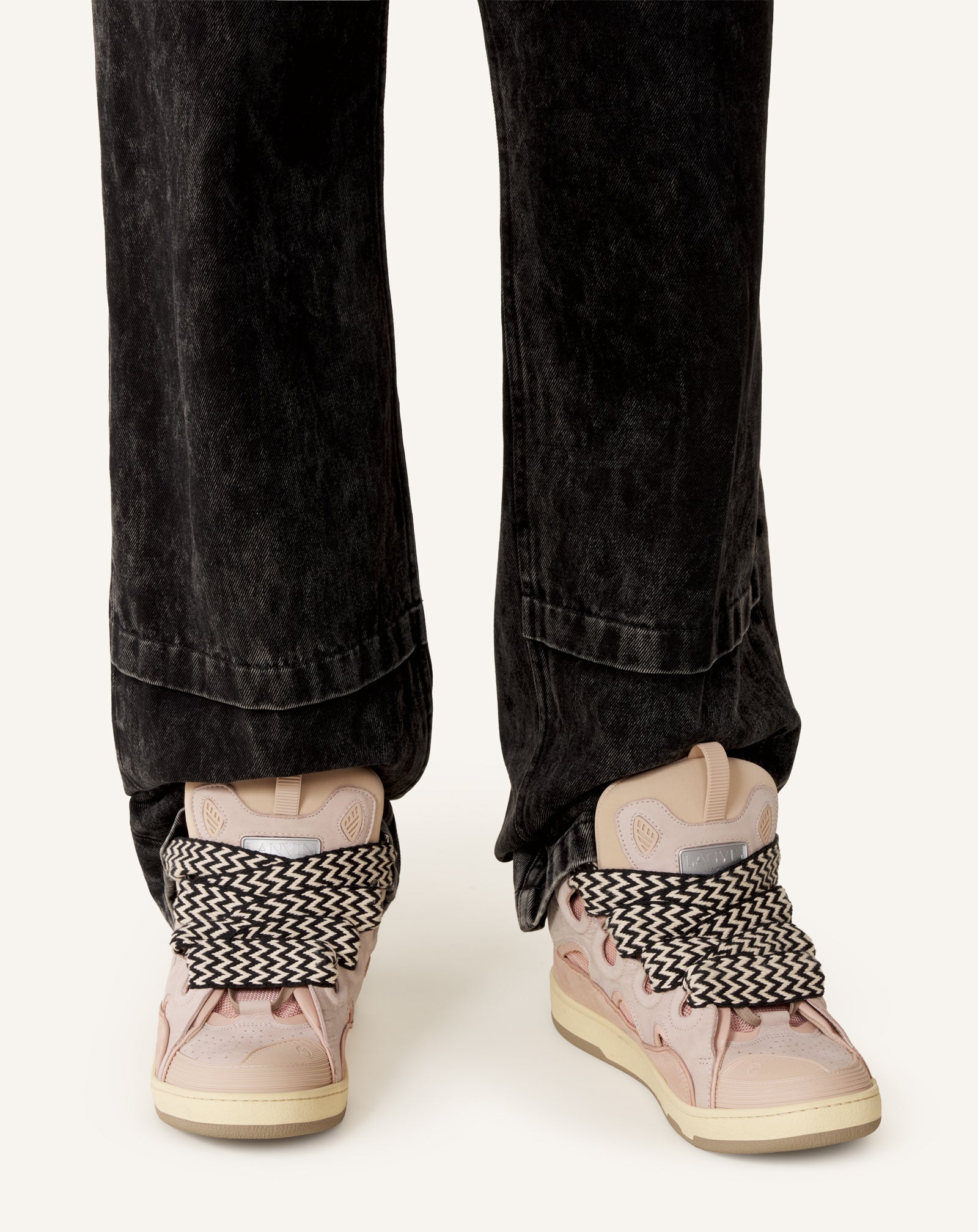 SNEAKERS CURB EN CUIR ROSE