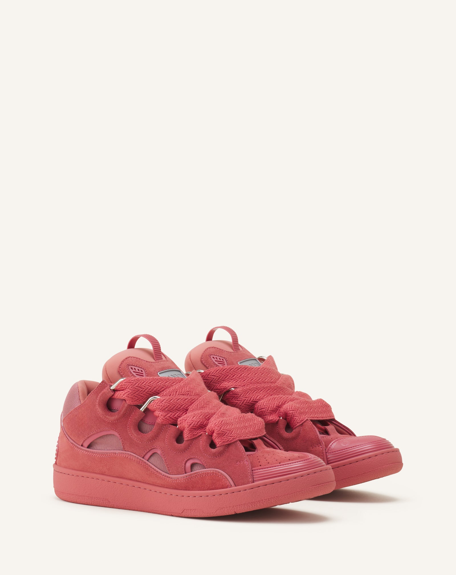 SNEAKERS CURBS EN SUEDE MONOCOLOR ROSE