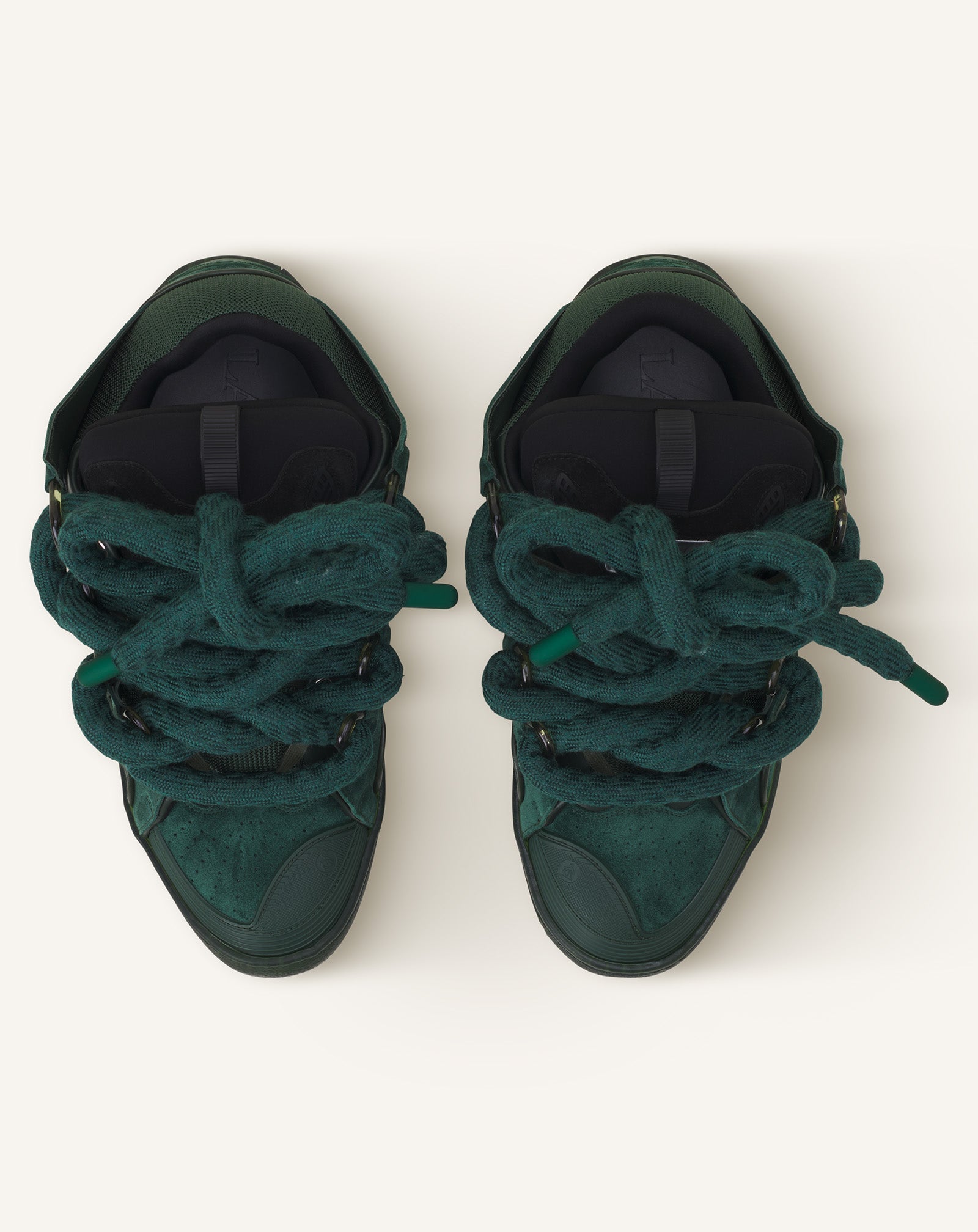 SNEAKERS CURB EN CUIR LACETS SNAKE VERT
