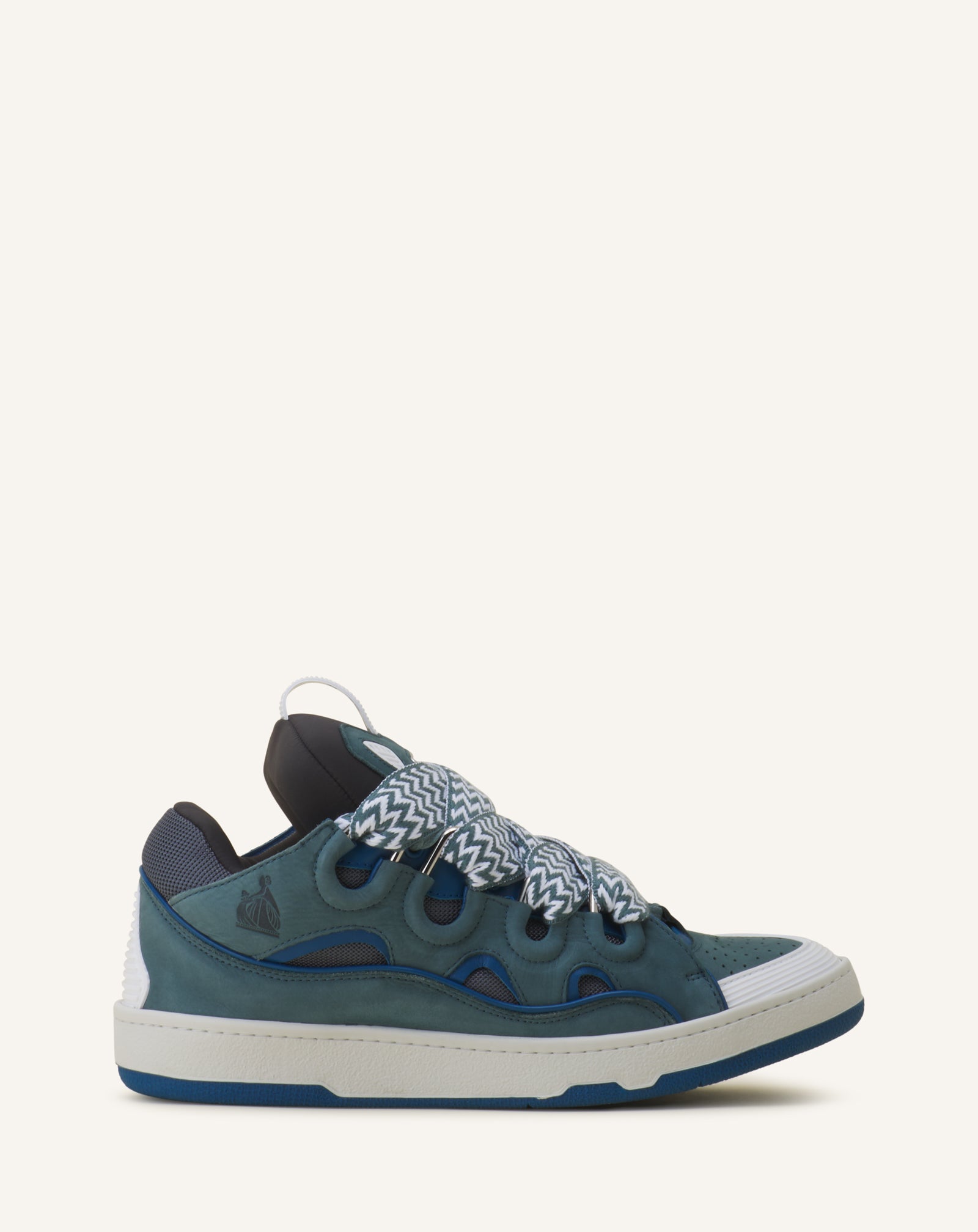 SNEAKERS CURB BICO EN CUIR BLEU