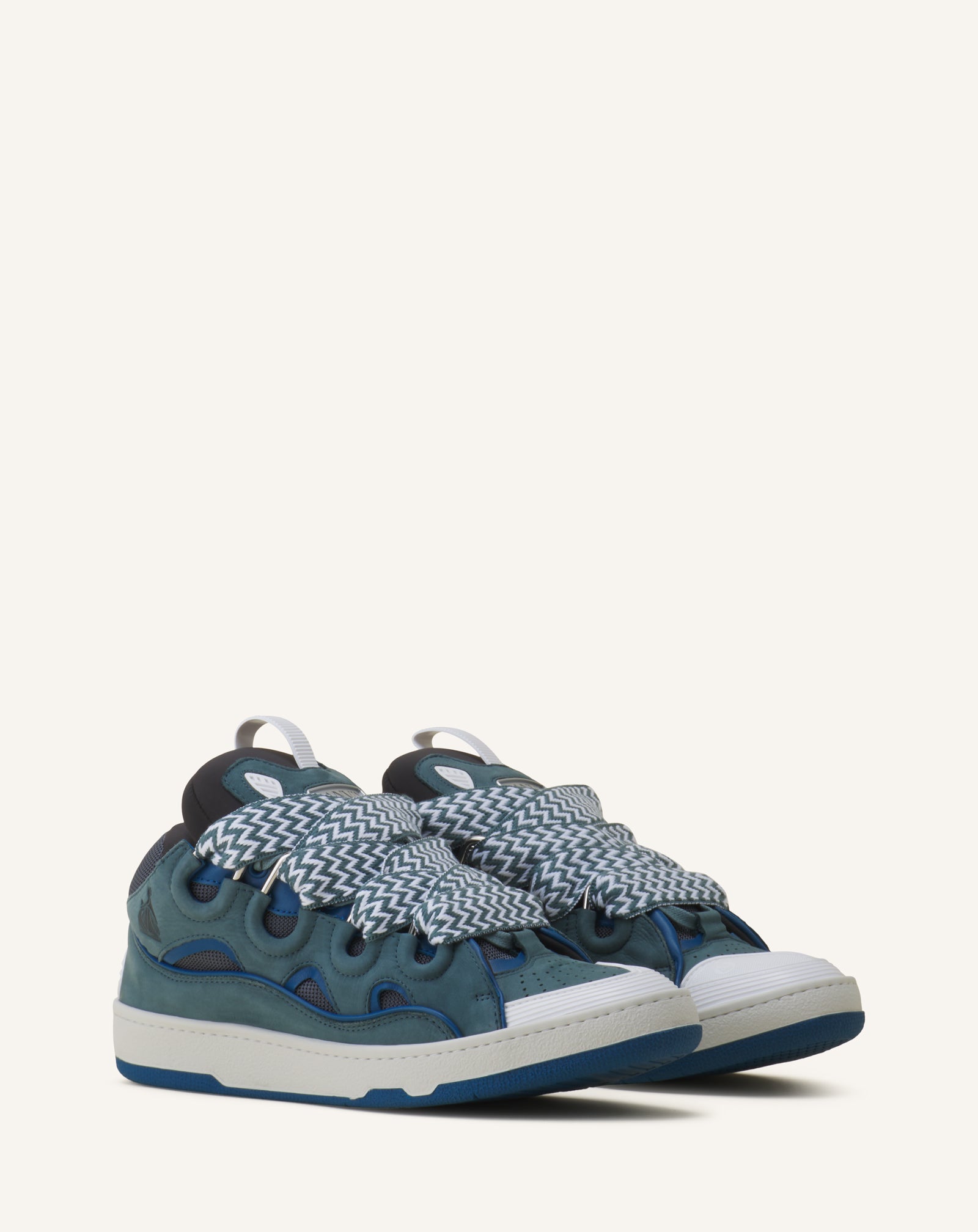 SNEAKERS CURB BICO EN CUIR BLEU