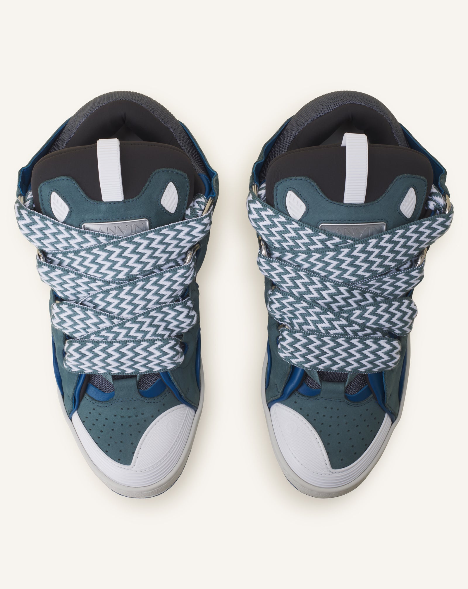 SNEAKERS CURB BICO EN CUIR BLEU