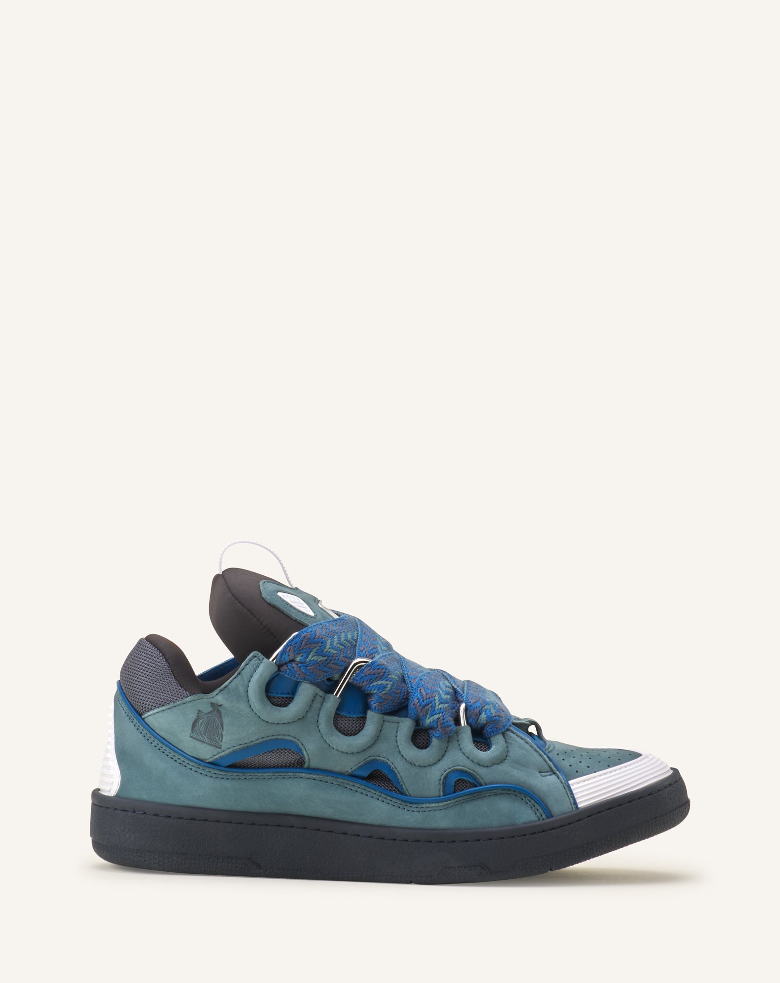 SNEAKERS CURB BICO EN CUIR BLEU