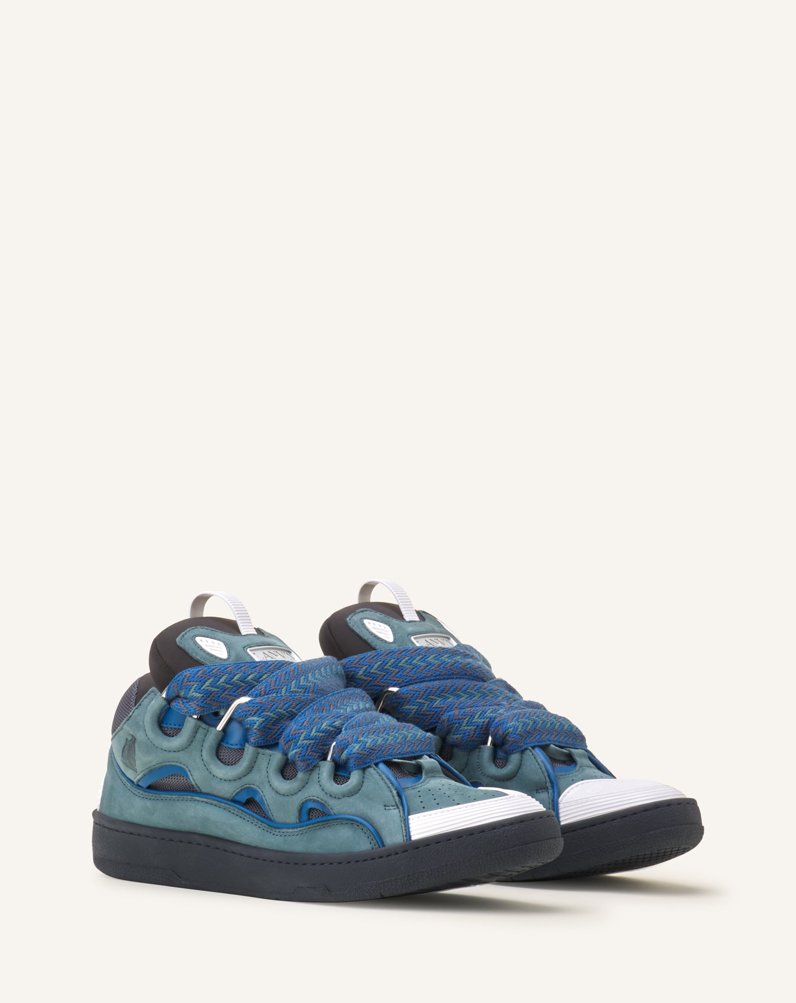 SNEAKERS CURB BICO EN CUIR BLEU