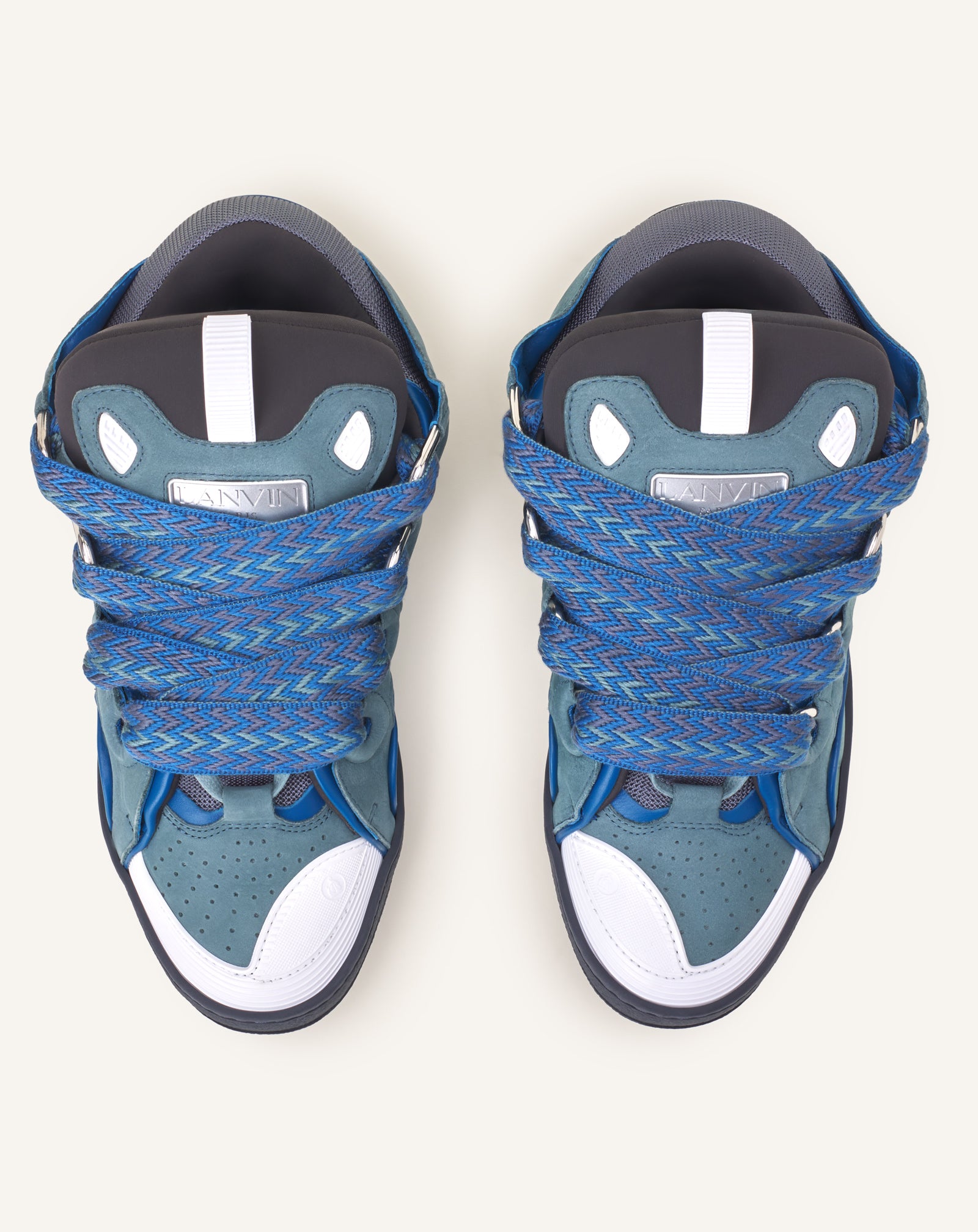 SNEAKERS CURB BICO EN CUIR BLEU