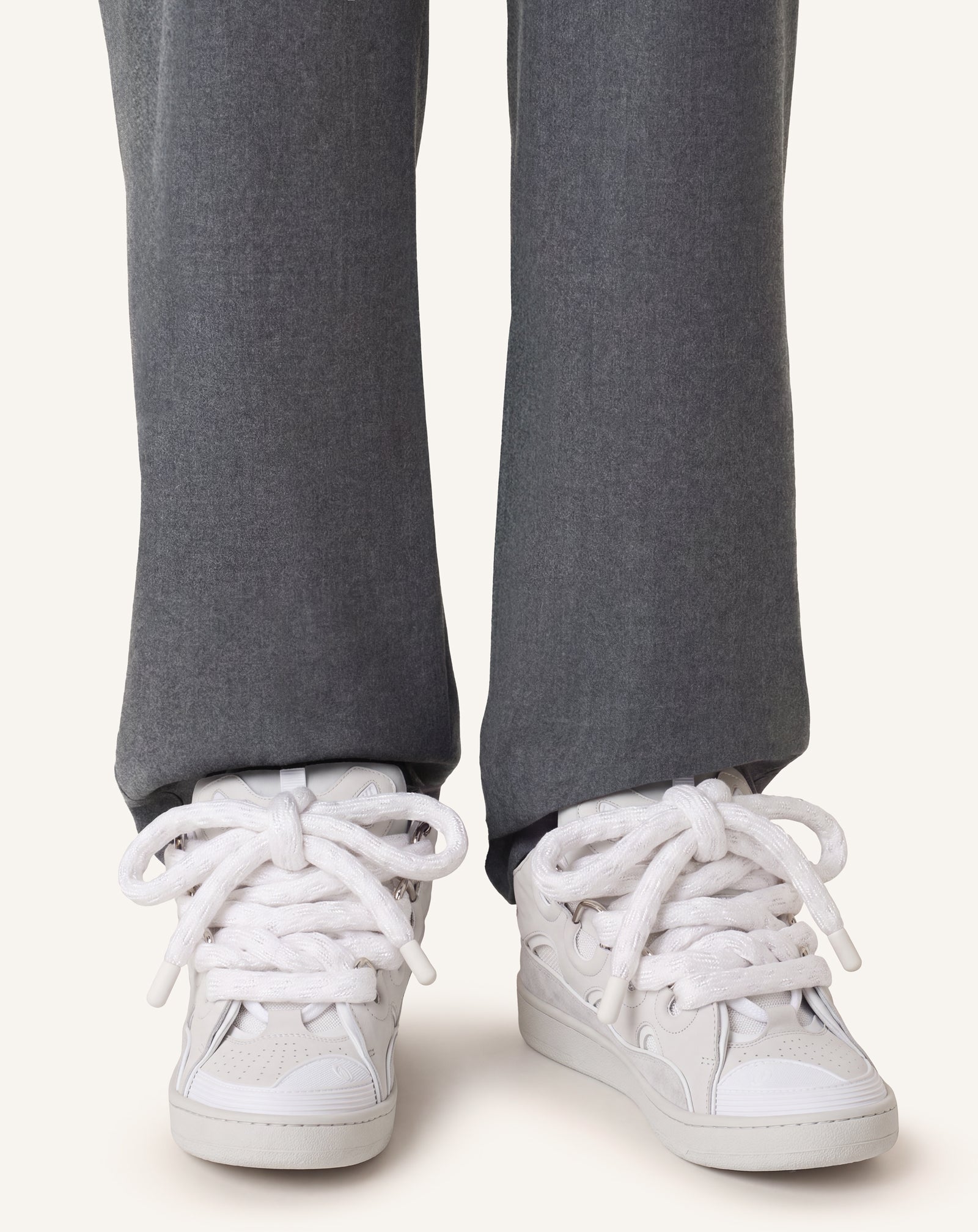 SNEAKERS CURB SNAKE EN CUIR BLANC