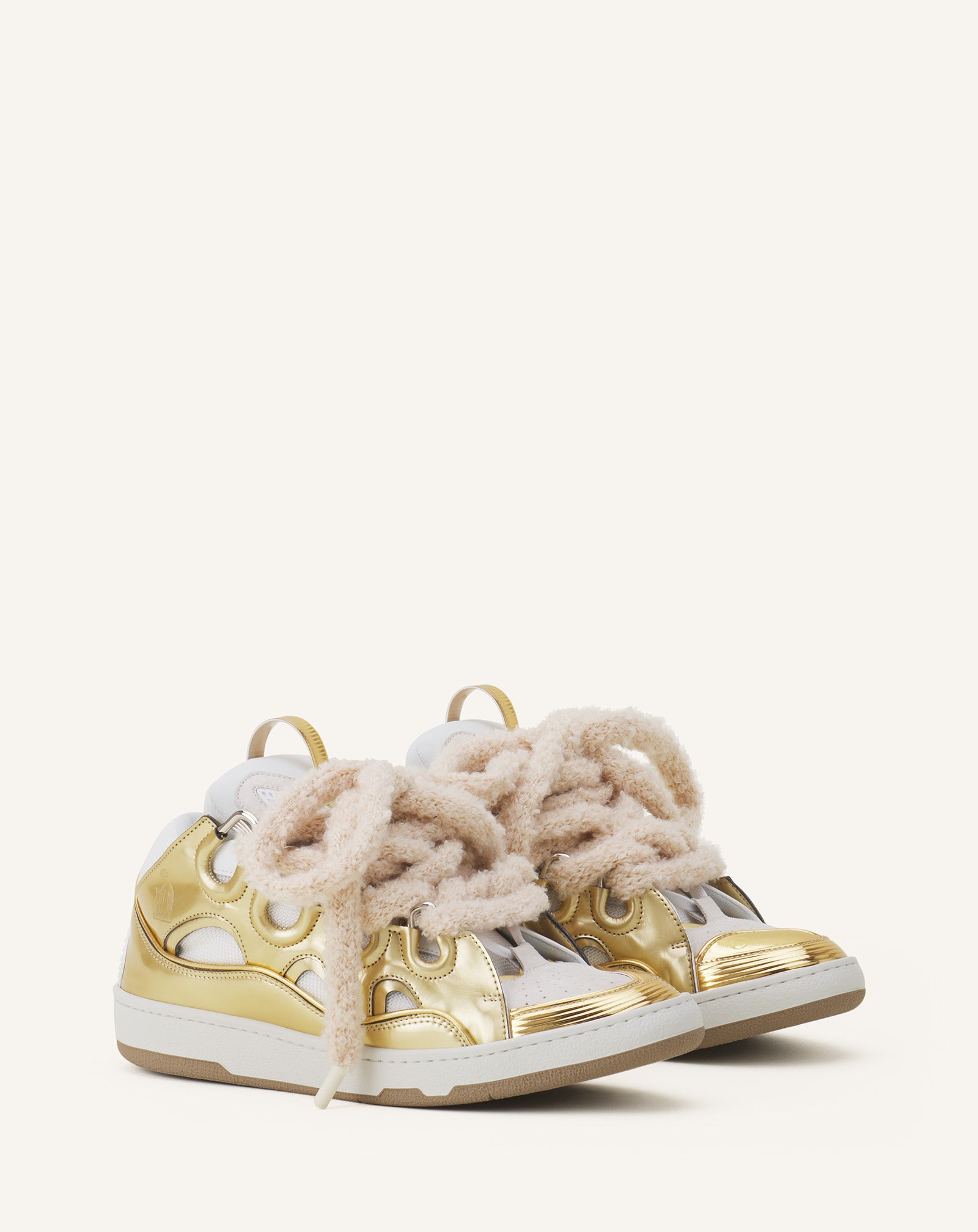 CURB SNEAKERS EN CUIR METALISÉ LACETS MAILLE