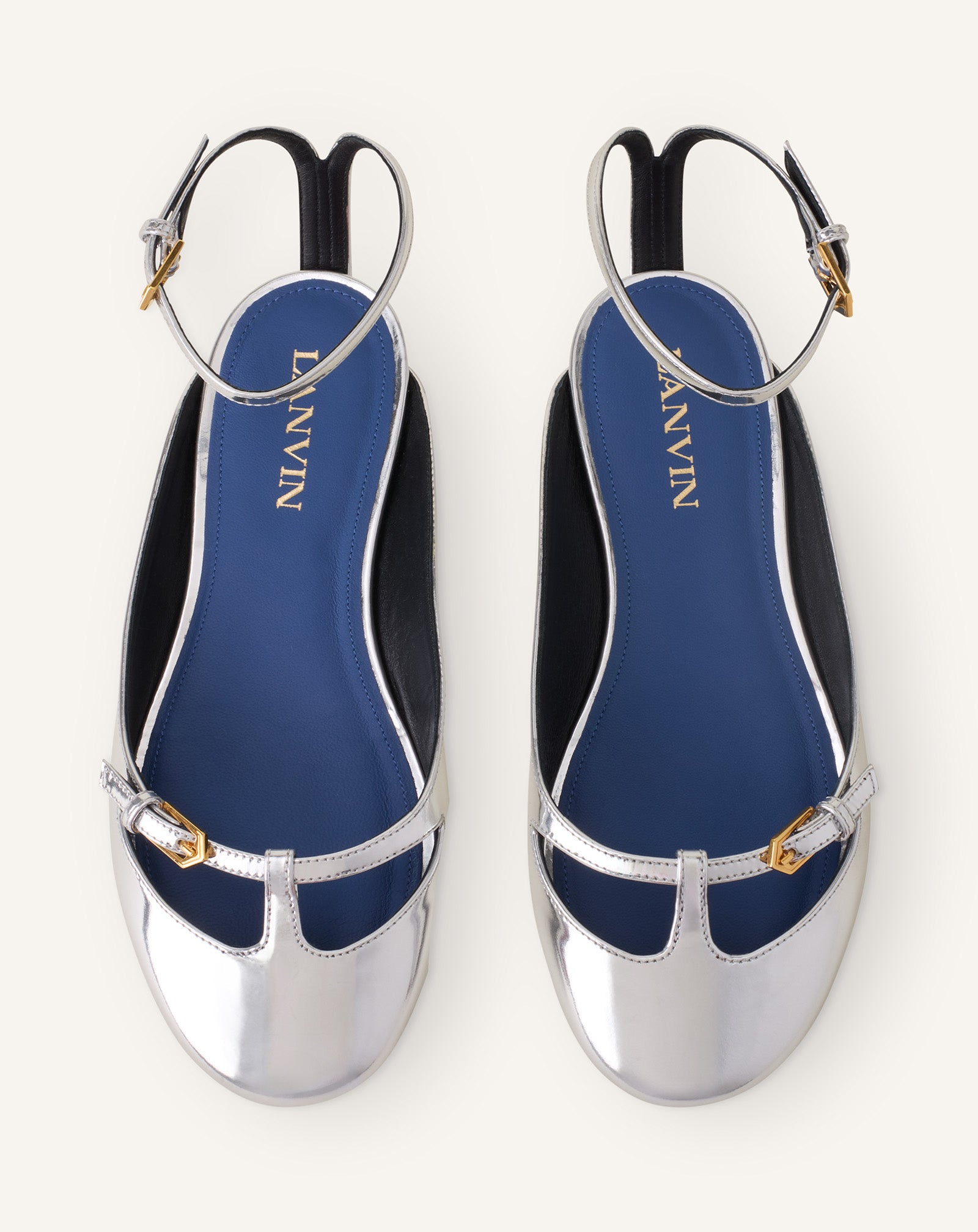 SILVER MARY-JANE BALLERINA IN LEATHER