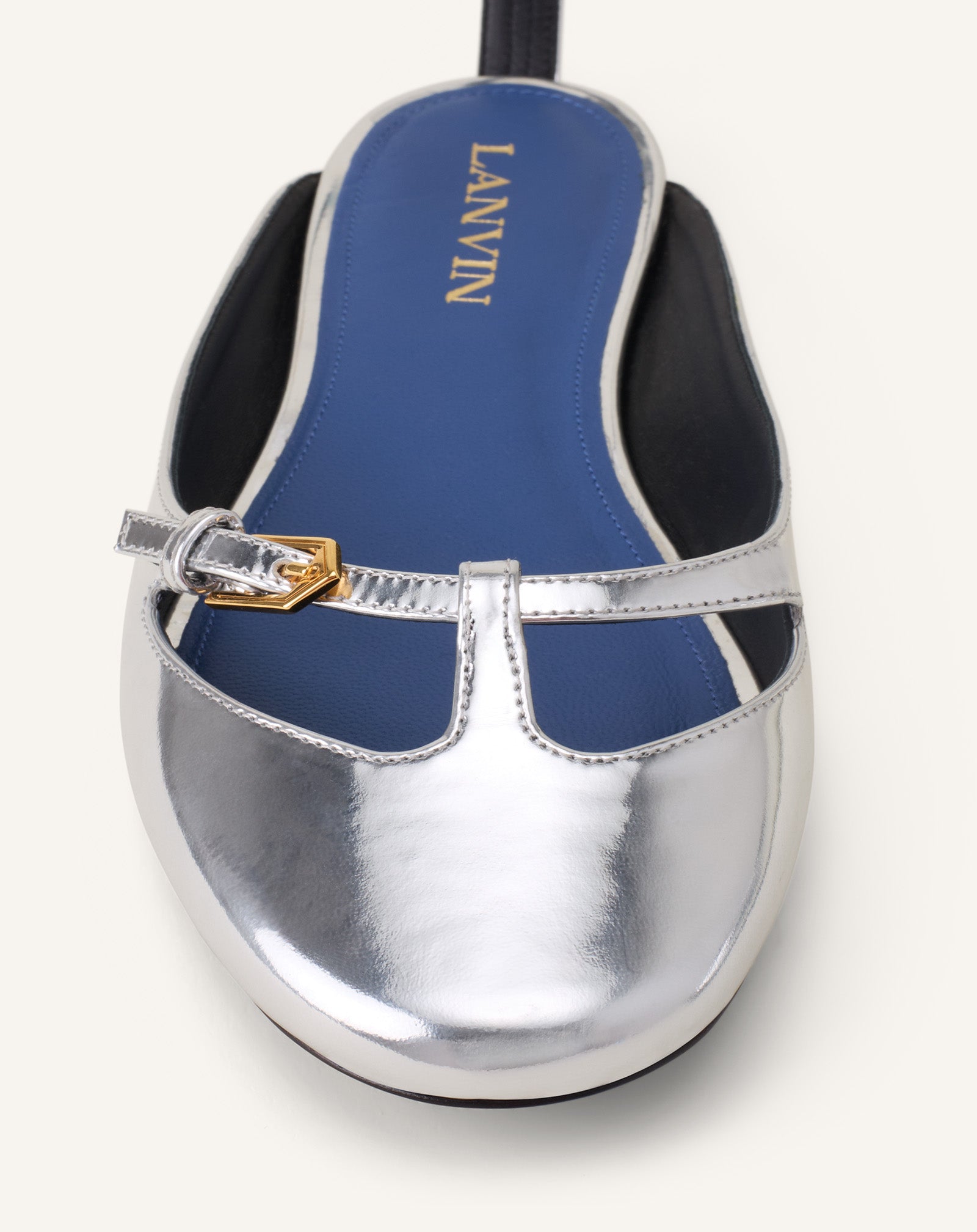 SILVER MARY-JANE BALLERINA IN LEATHER