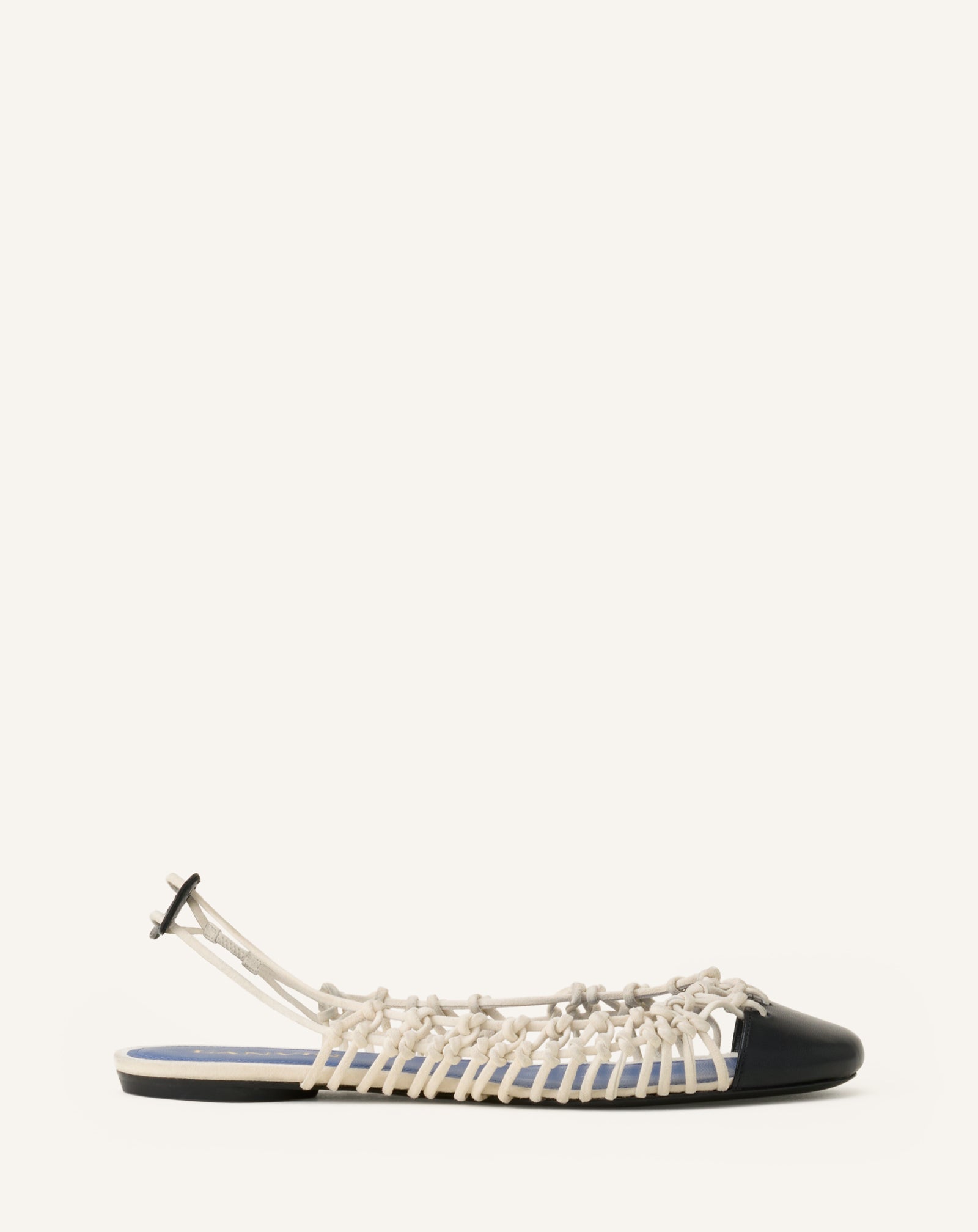BALLERINE SLINGBACK KNITLINE EN CUIR BLANC