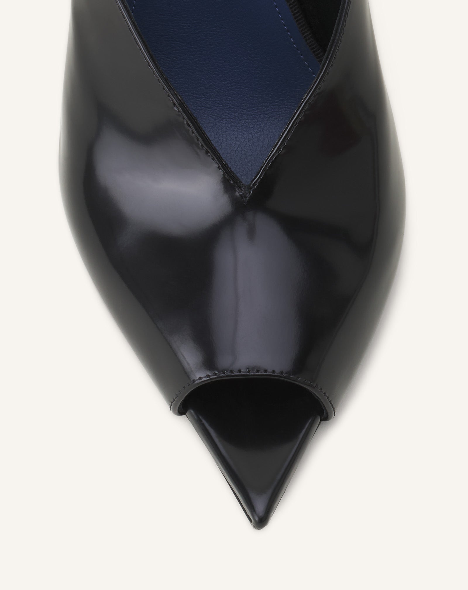 MULE MIDNIGHT STEP EN CUIR VERNI NOIR