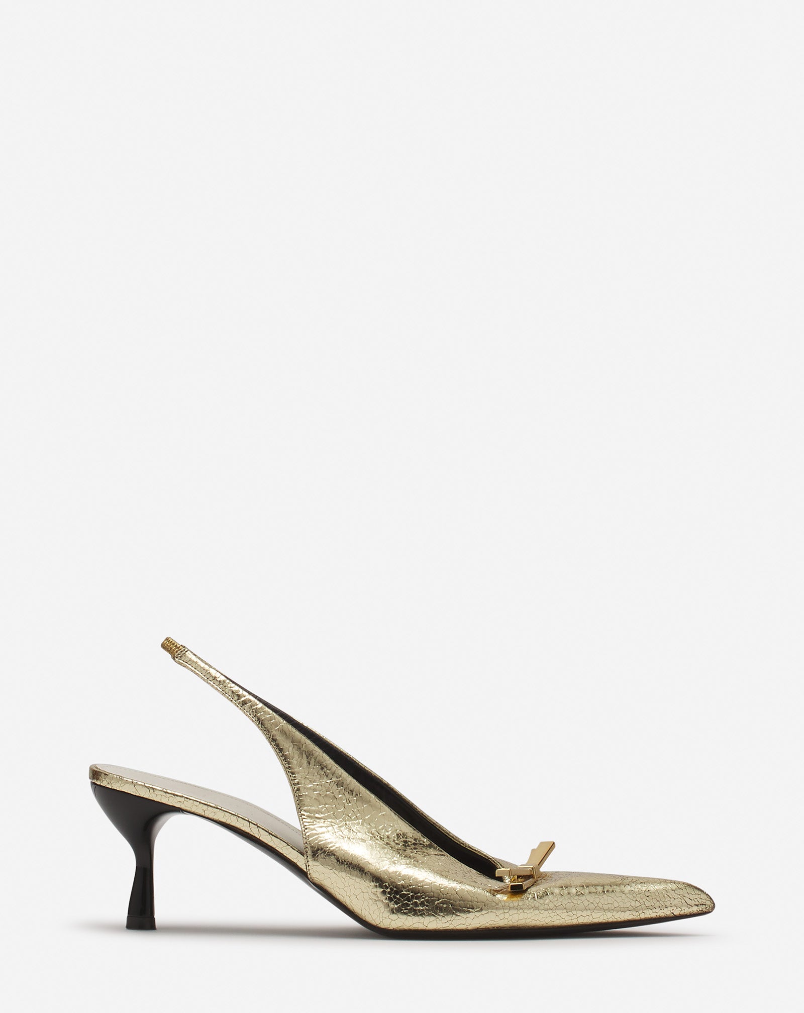 ESCARPINS LANVIN BOW EN CUIR MÉTALLISÉ CRAQUELÉ