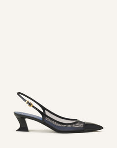 SLINGBACK NOCTURNE EN MESH ET CUIR PATENT