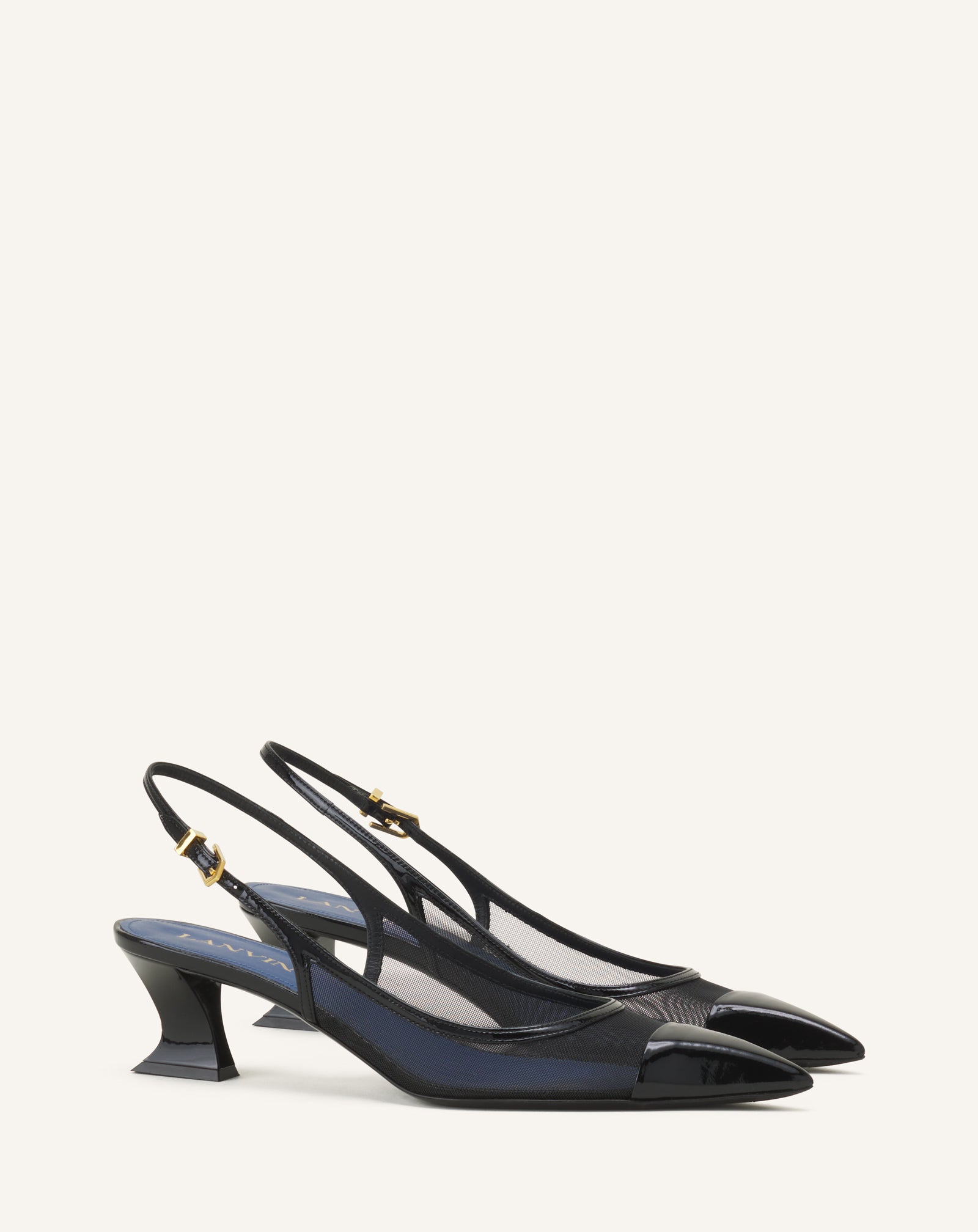 SLINGBACK NOCTURNE EN MESH ET CUIR PATENT
