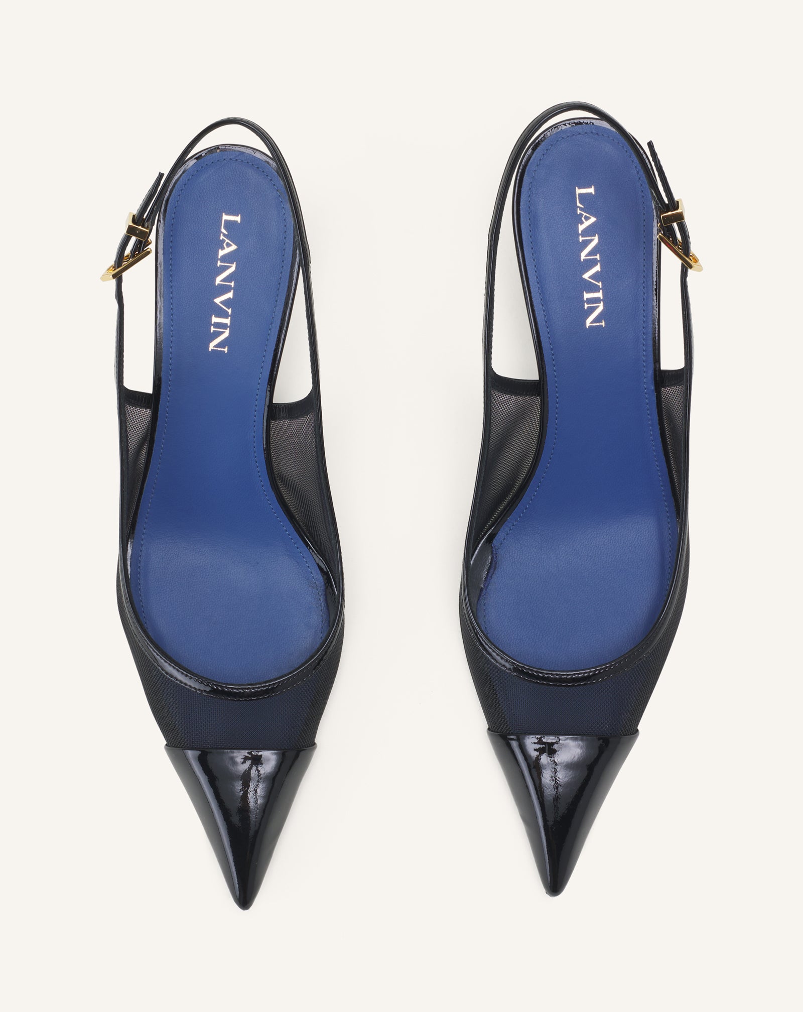 SLINGBACK NOCTURNE EN MESH ET CUIR PATENT