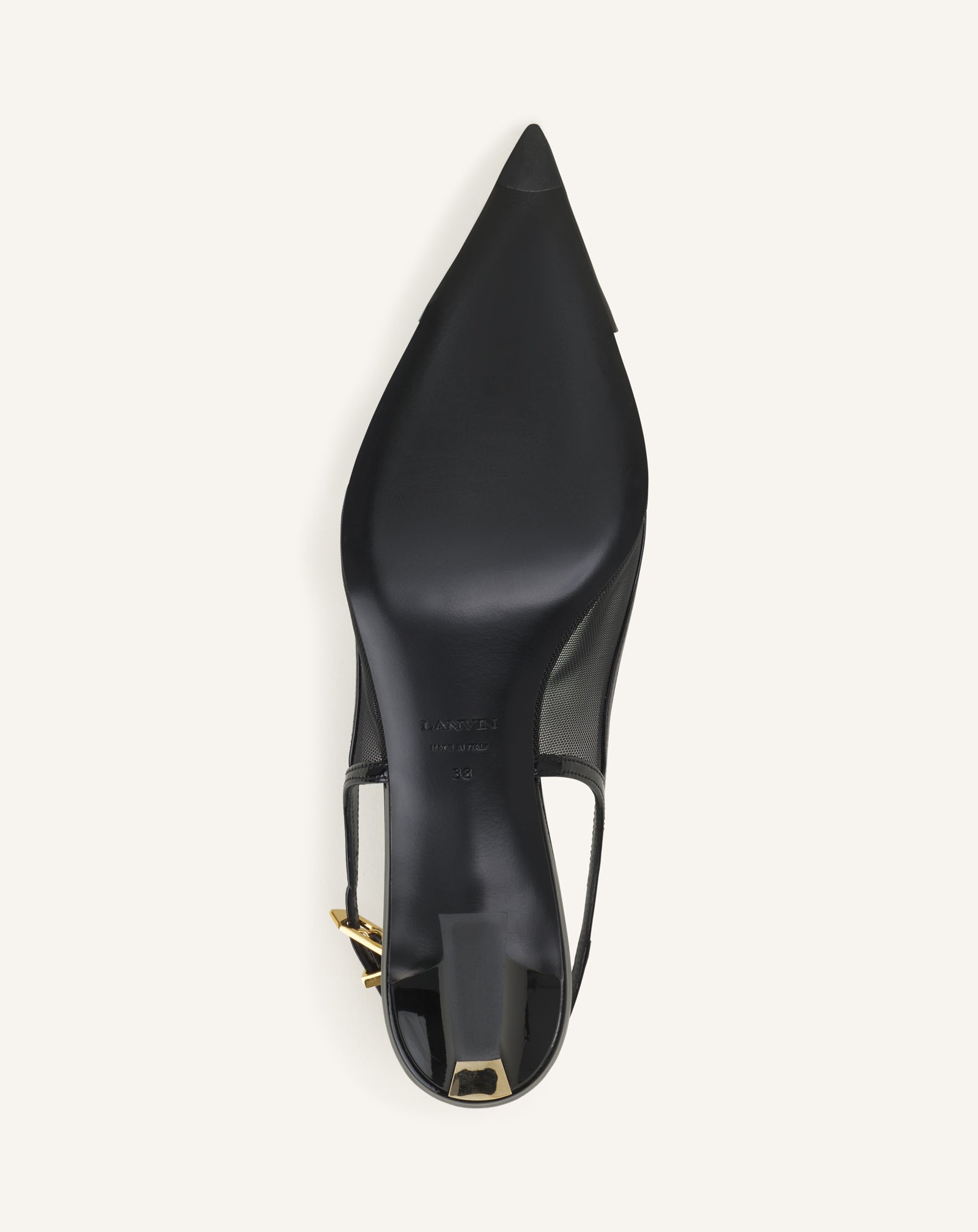 SLINGBACK NOCTURNE EN MESH ET CUIR PATENT