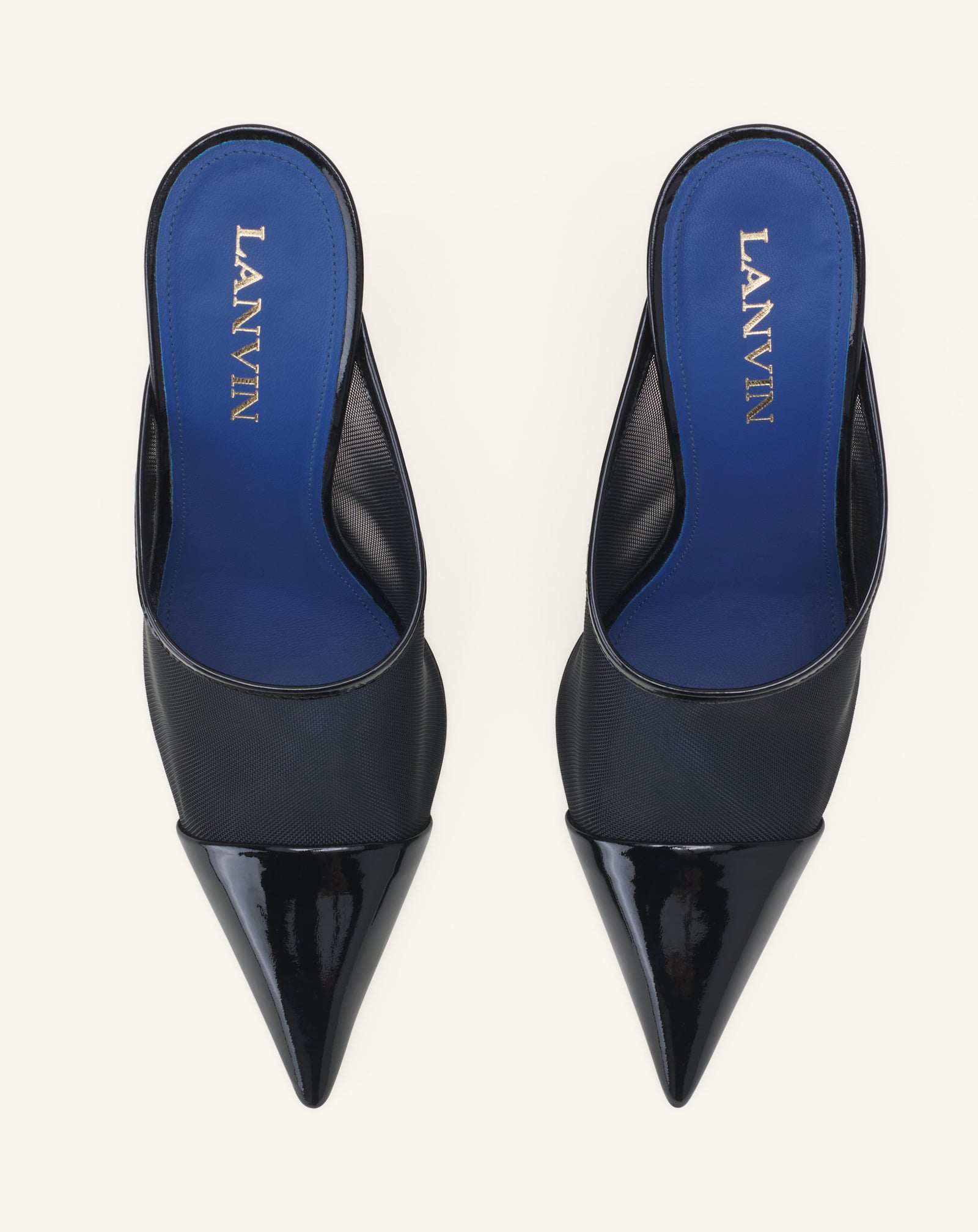 MULE NOCTURNE EN MESH ET CUIR PATENT NOIR