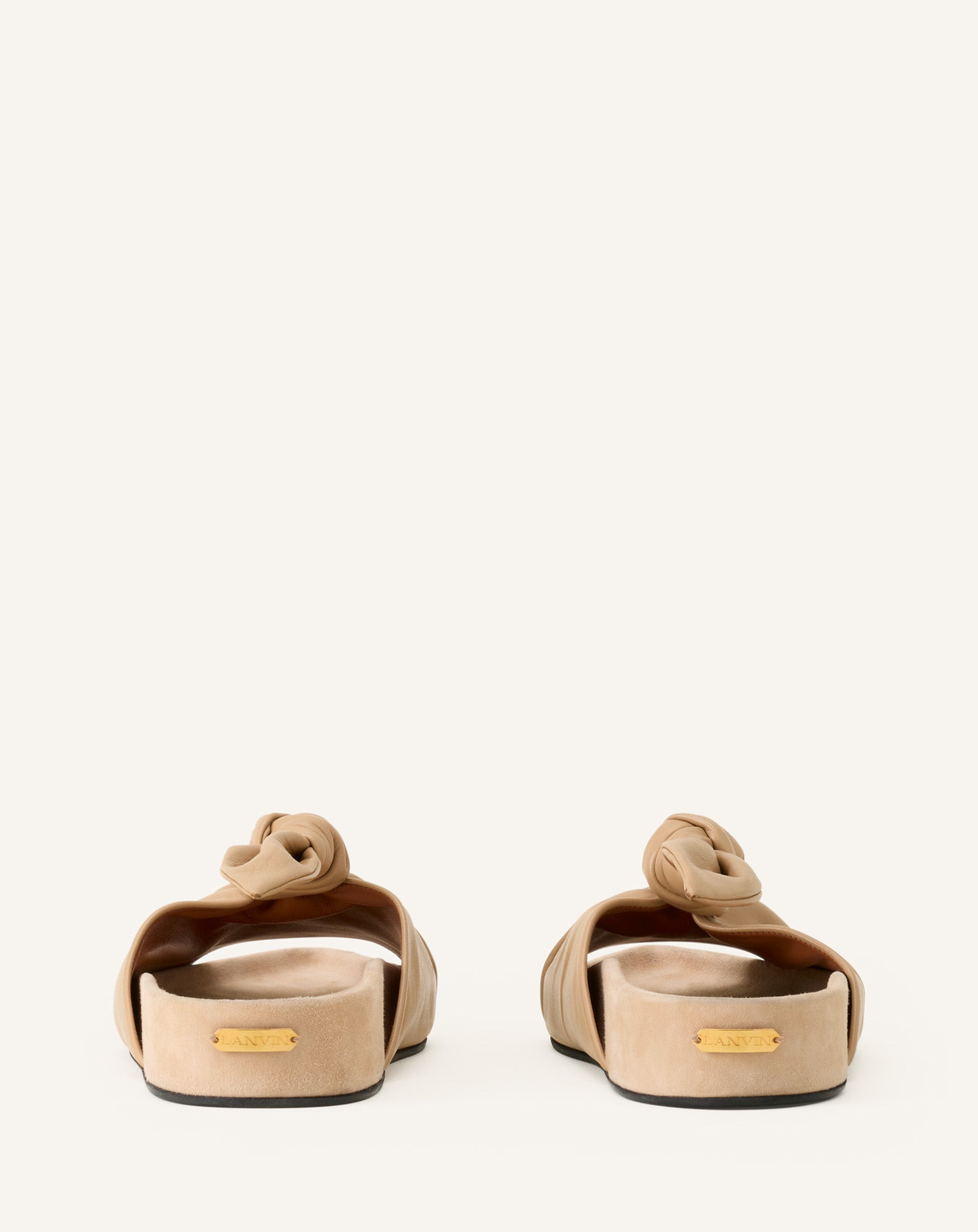 BEIGE COCOON FLAT LEATHER MULE