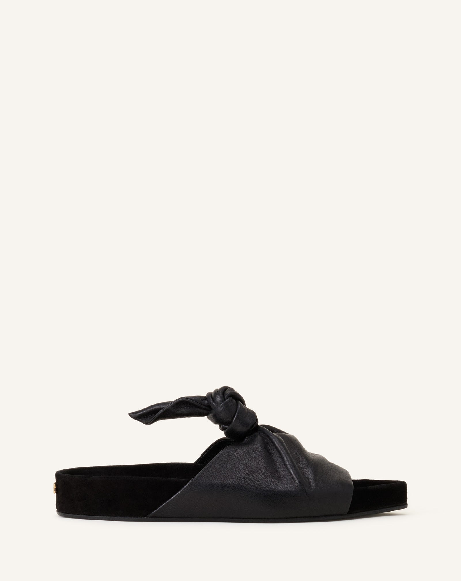 MULE PLATE COCOON EN CUIR NOIR