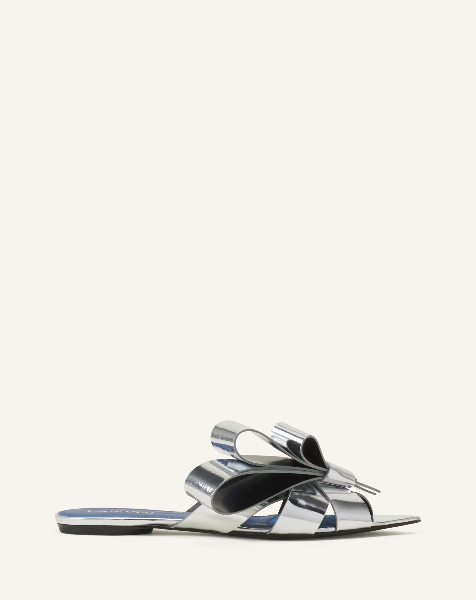 MULE PLATES CADEAU EN CUIR METALLIC ARGENT