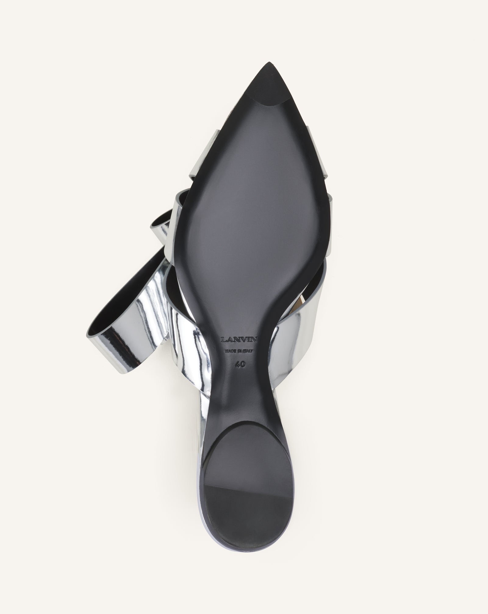 MULE PLATES CADEAU EN CUIR METALLIC ARGENT