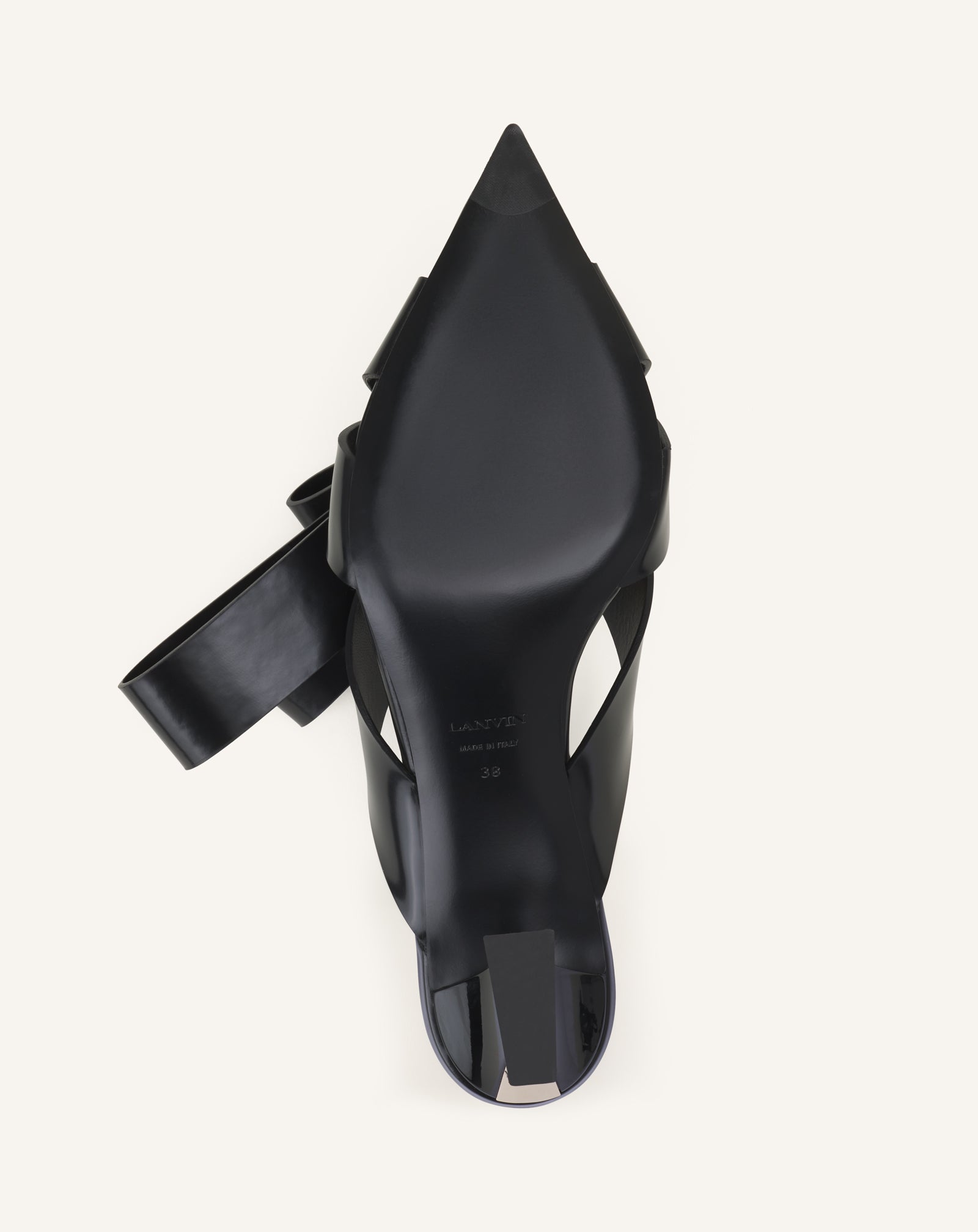 MULE À TALON CADEAU EN CUIR NOIR