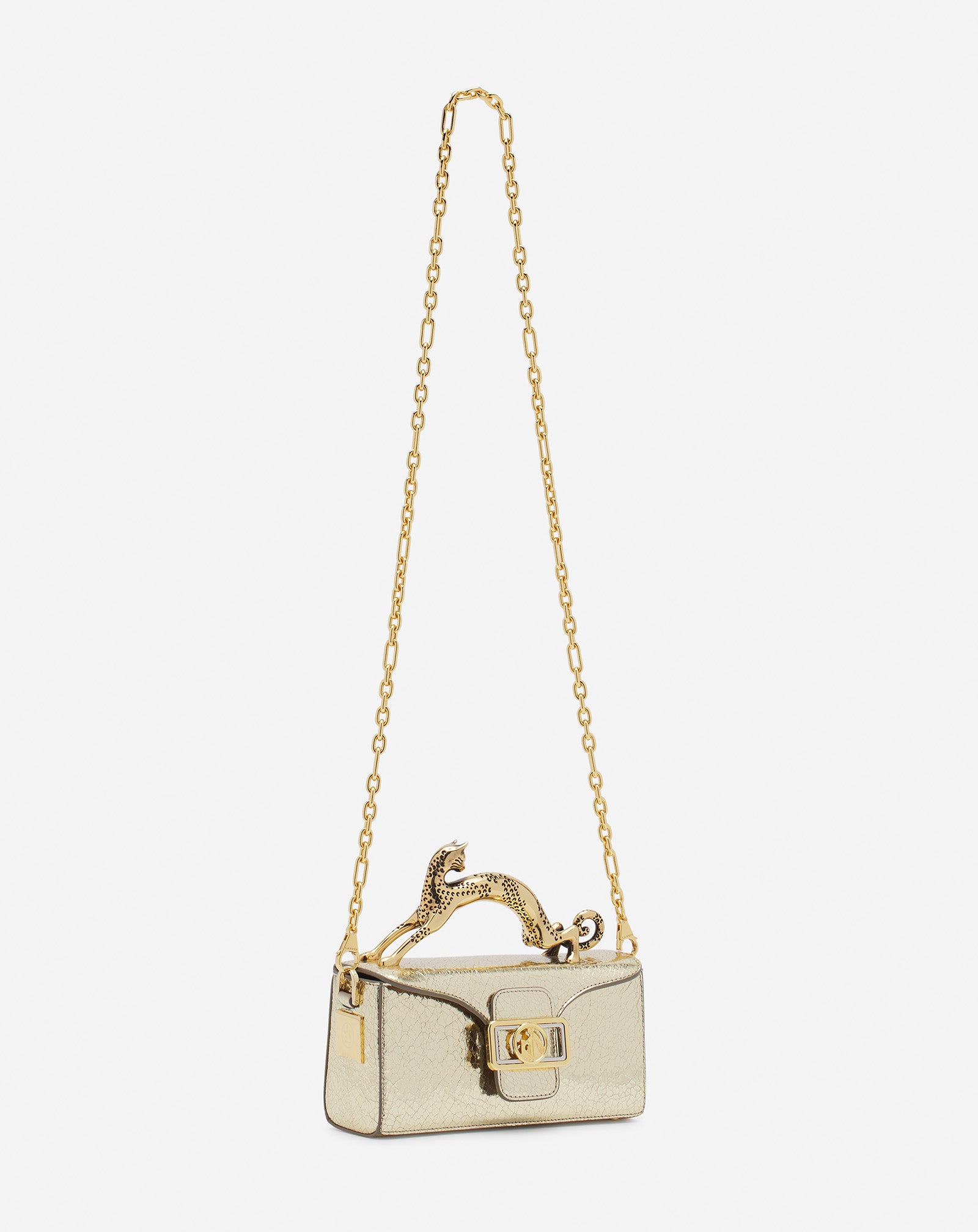 SAC PENCIL CAT NANO EN CUIR MÉTALLISÉ CRAQUELÉ