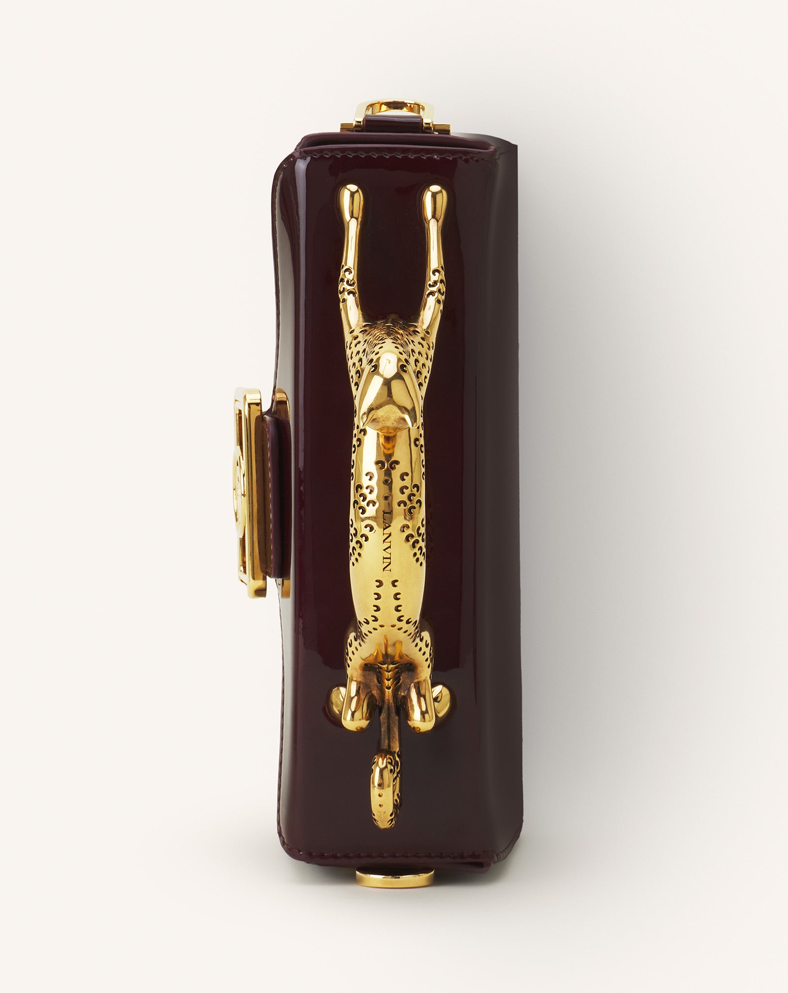 SAC PENCIL CAT NANO EN CUIR VERNI MARRON