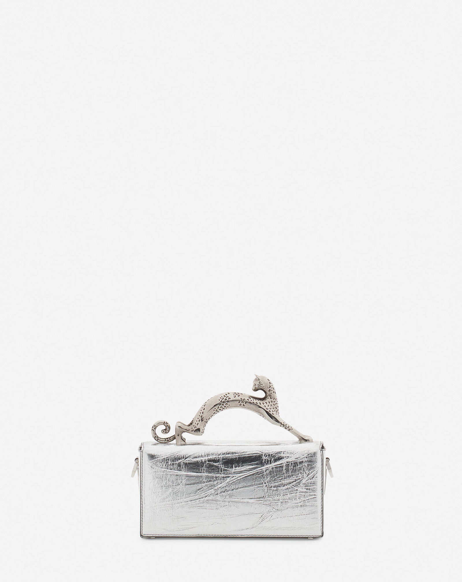 SAC PENCIL CAT NANO EN CUIR METALLISÉ