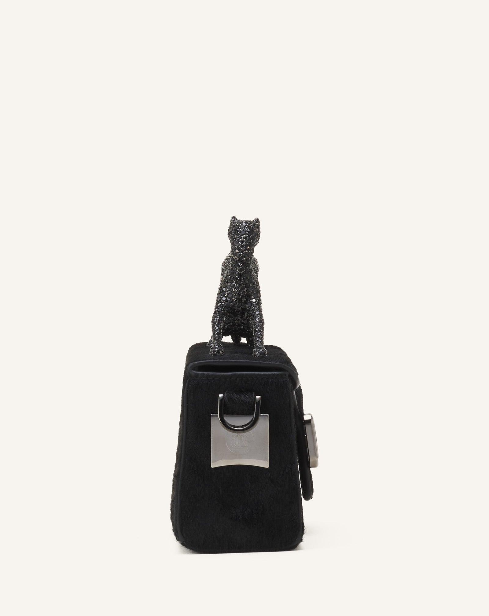 SAC PENCIL CAT NANO À EFFET PONY ET STRASS NOIR