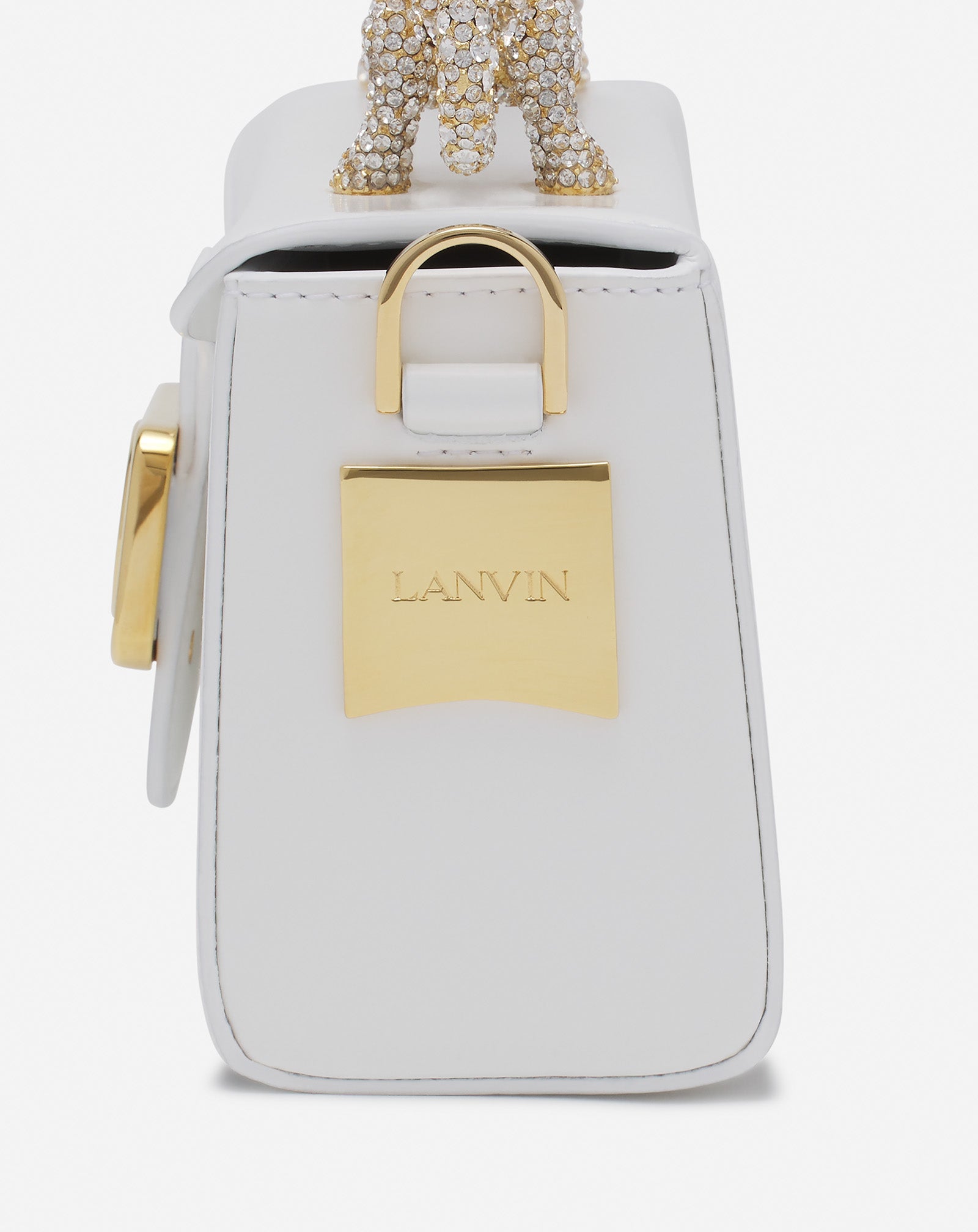 SAC PENCIL CAT EN CUIR ET STRASS BLANC