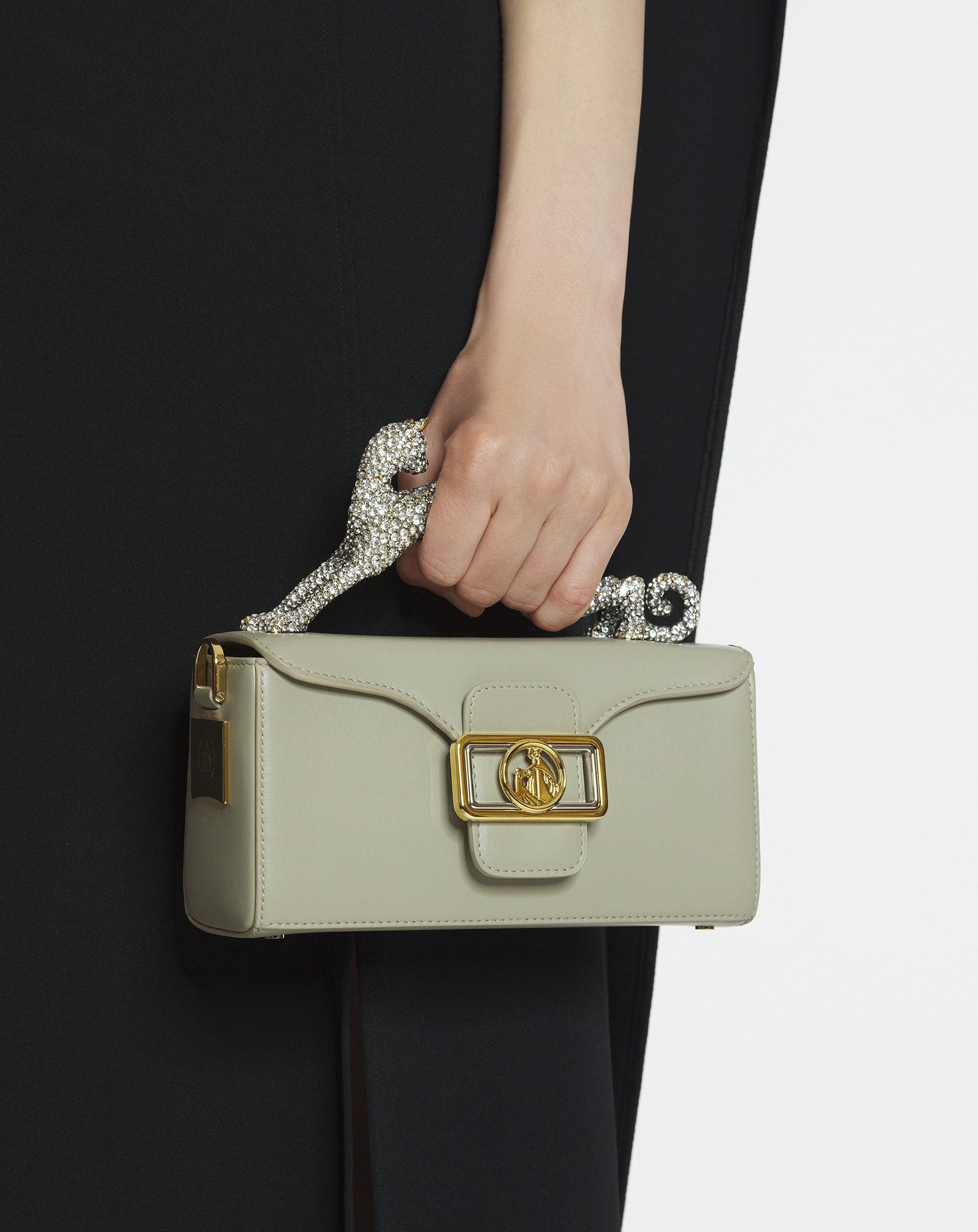 SAC PENCIL CAT NANO EN CUIR ET STRASS BLANC