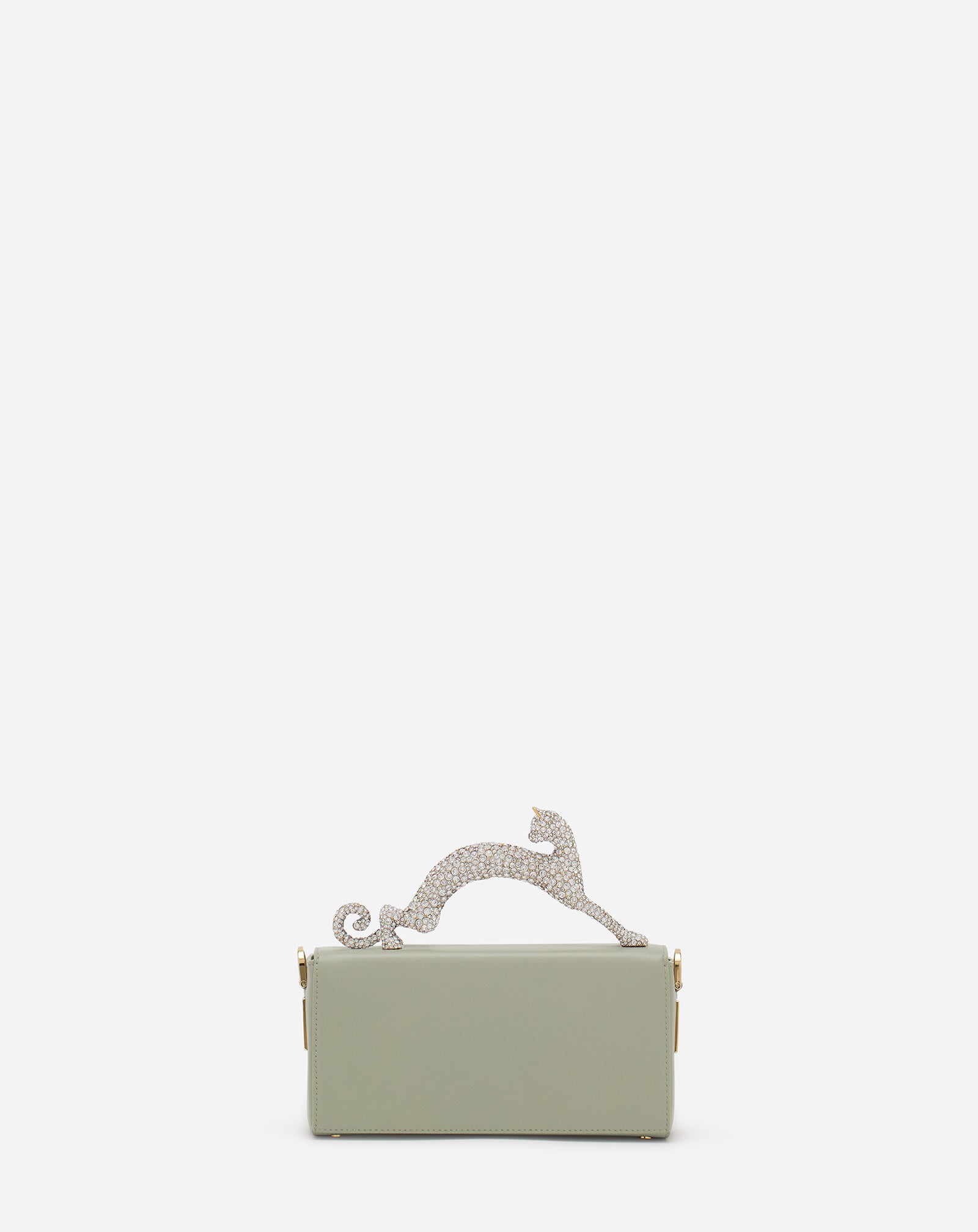 SAC PENCIL CAT NANO EN CUIR ET STRASS BLANC