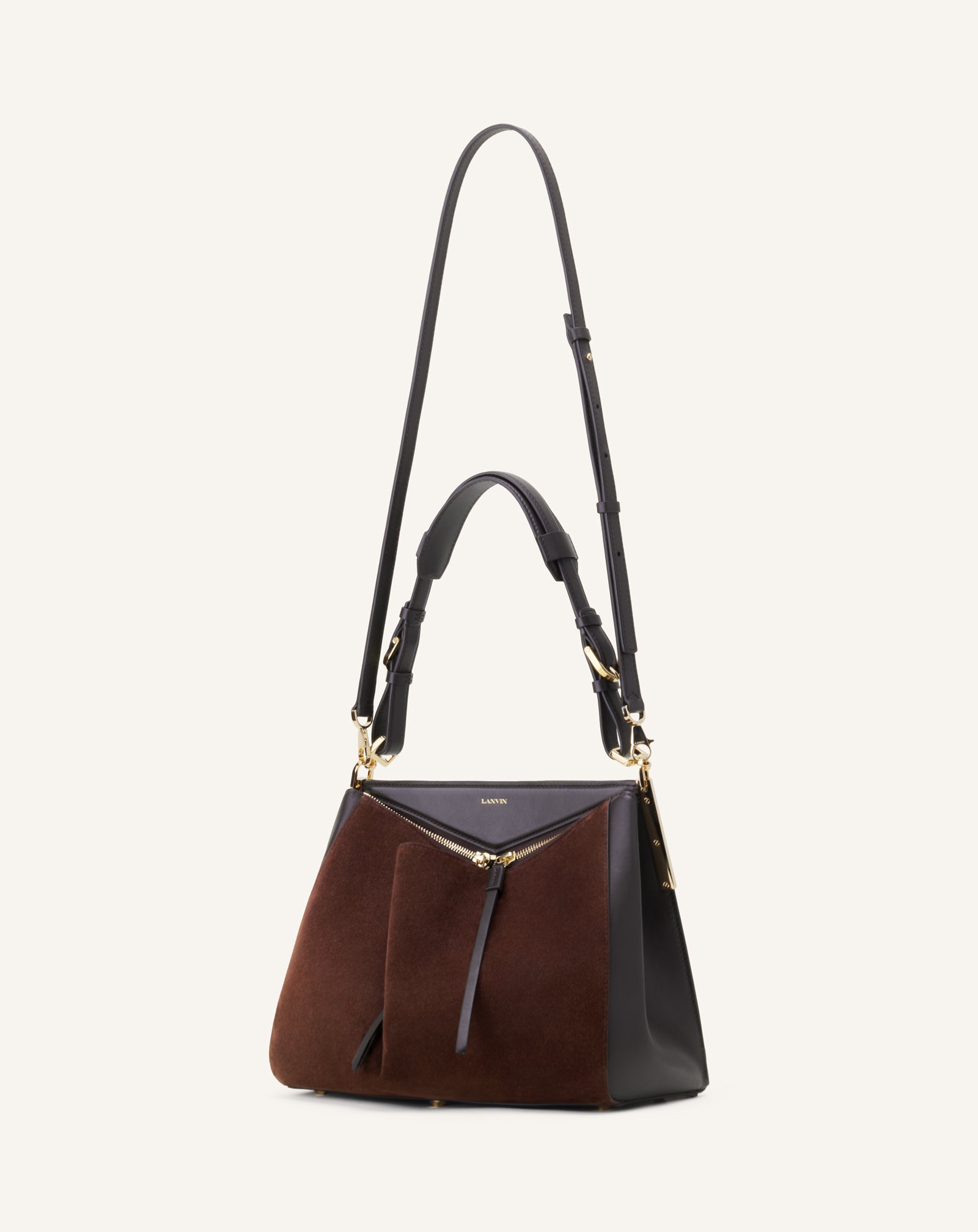 BROWN TOP HANDLE BAG IN LEATHER