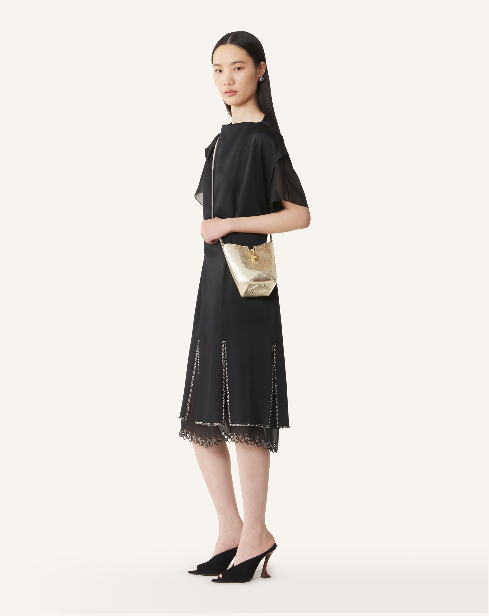 SAC SEAU NANO CATCH BY LANVIN EN CUIR MÉTALLISÉ CRAQUELÉ