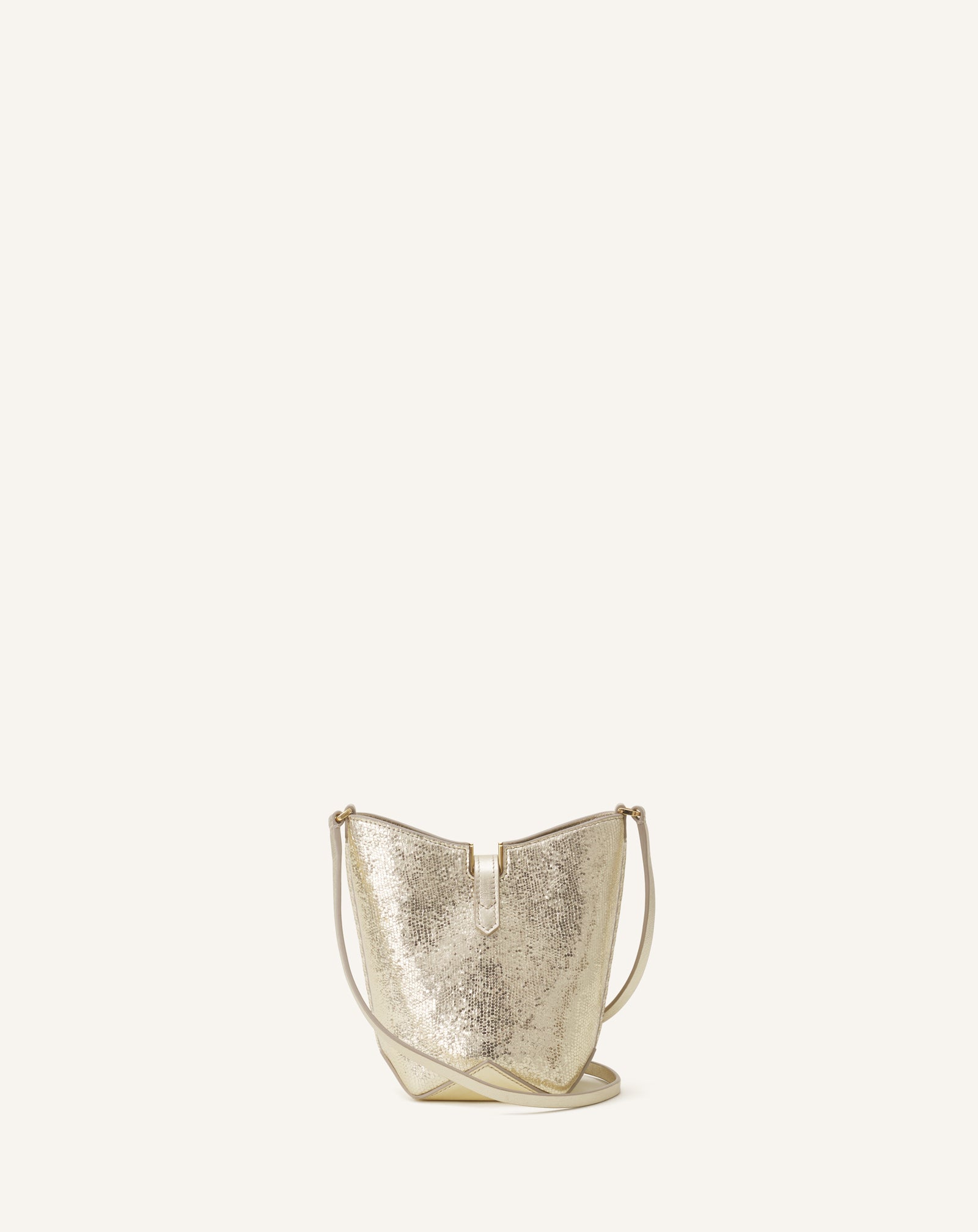 SAC SEAU NANO CATCH BY LANVIN EN CUIR MÉTALLISÉ CRAQUELÉ ARGENT