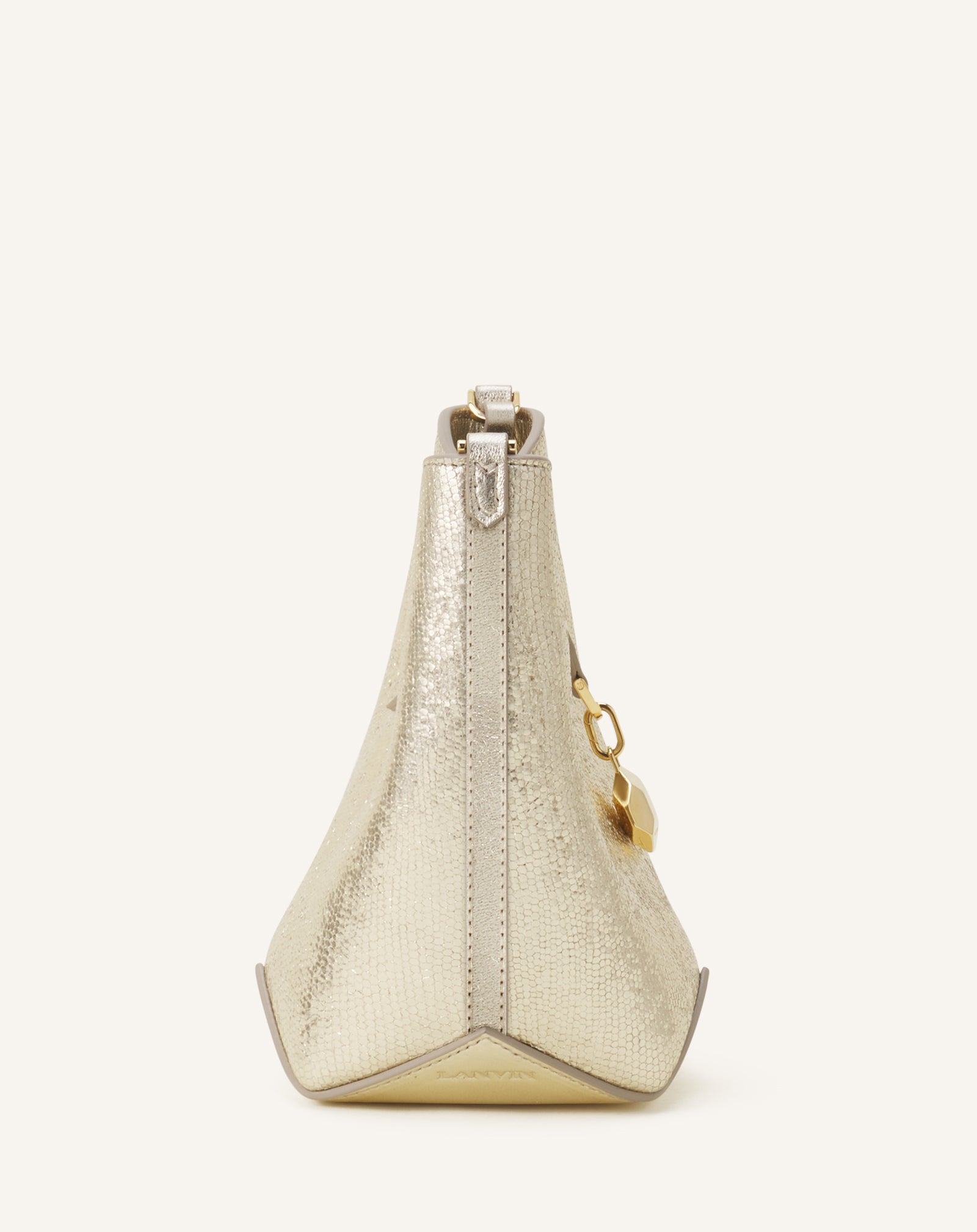 SAC SEAU NANO CATCH BY LANVIN EN CUIR MÉTALLISÉ CRAQUELÉ ARGENT