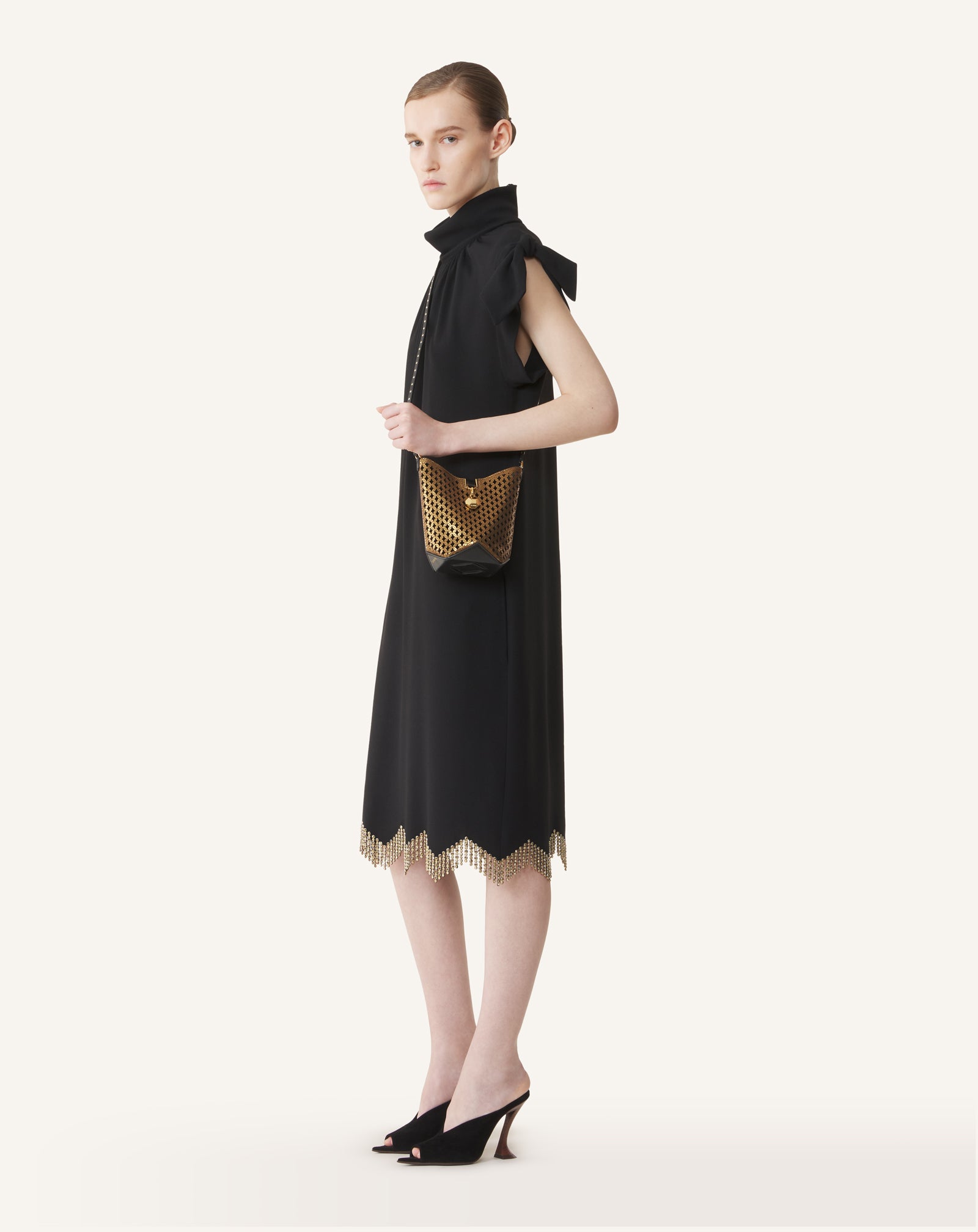 SAC SCEAU NANO CATCH BY LANVIN EN CUIR BRILLANT LAZÉ ARGENT