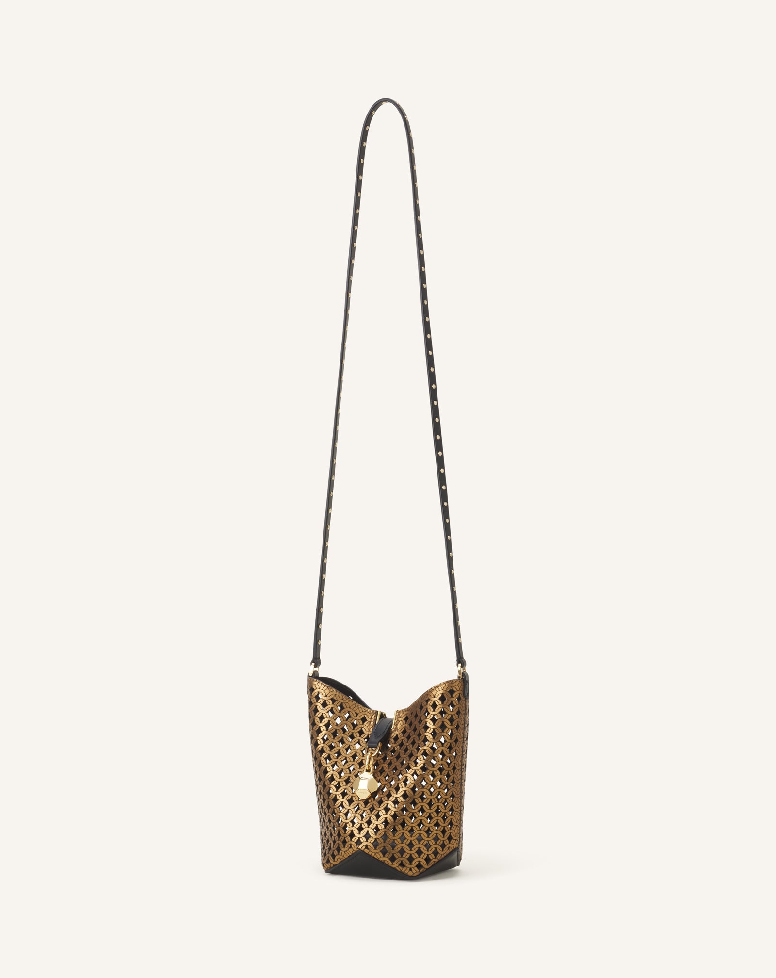 SAC SCEAU NANO CATCH BY LANVIN EN CUIR BRILLANT LAZÉ ARGENT