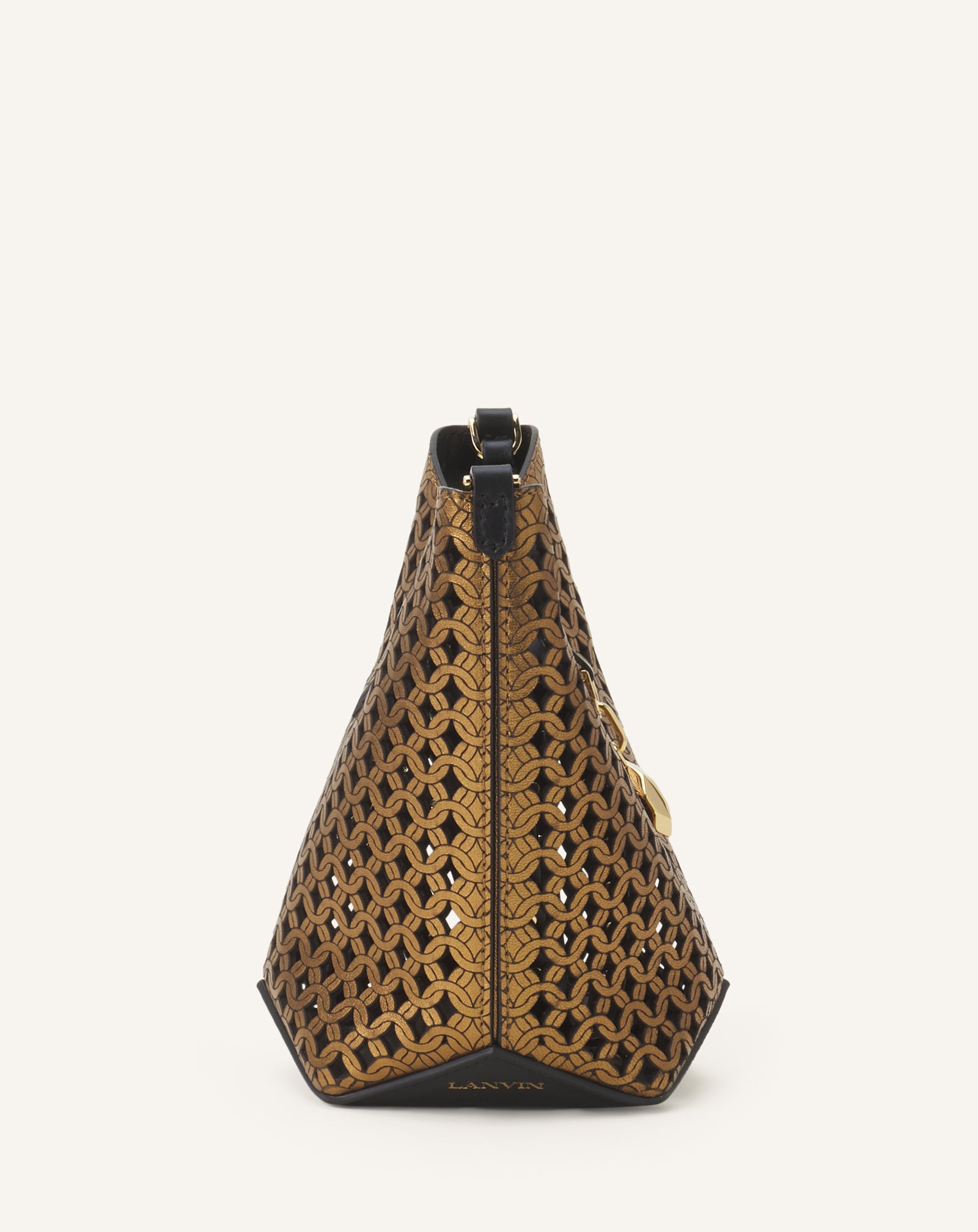 SAC SCEAU NANO CATCH BY LANVIN EN CUIR BRILLANT LAZÉ ARGENT
