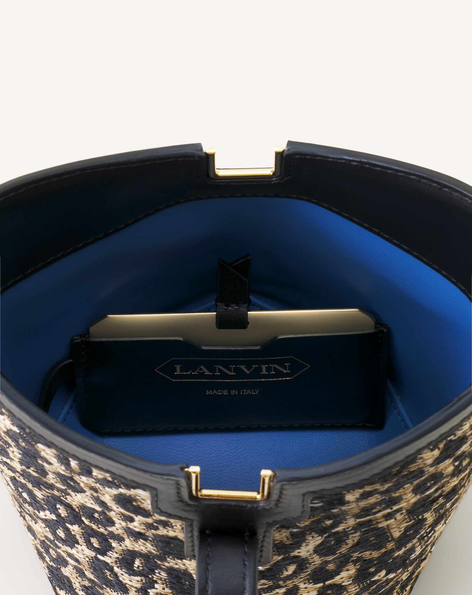 SAC SCEAU CATCH BY LANVIN PM EN RAFIA AVEC SANGLE BEIGE