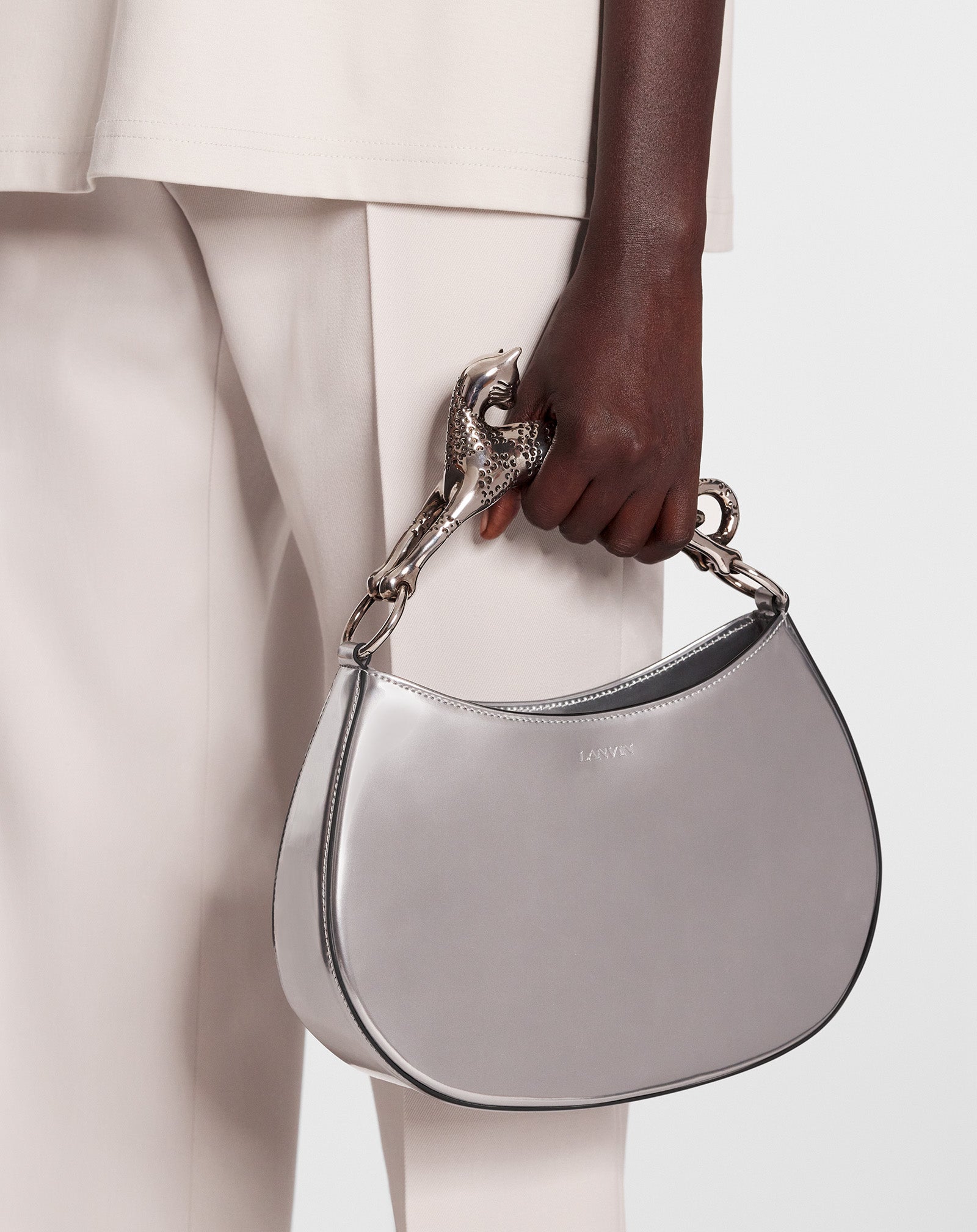 SAC HOBO CAT EN CUIR MÉTALLISÉ