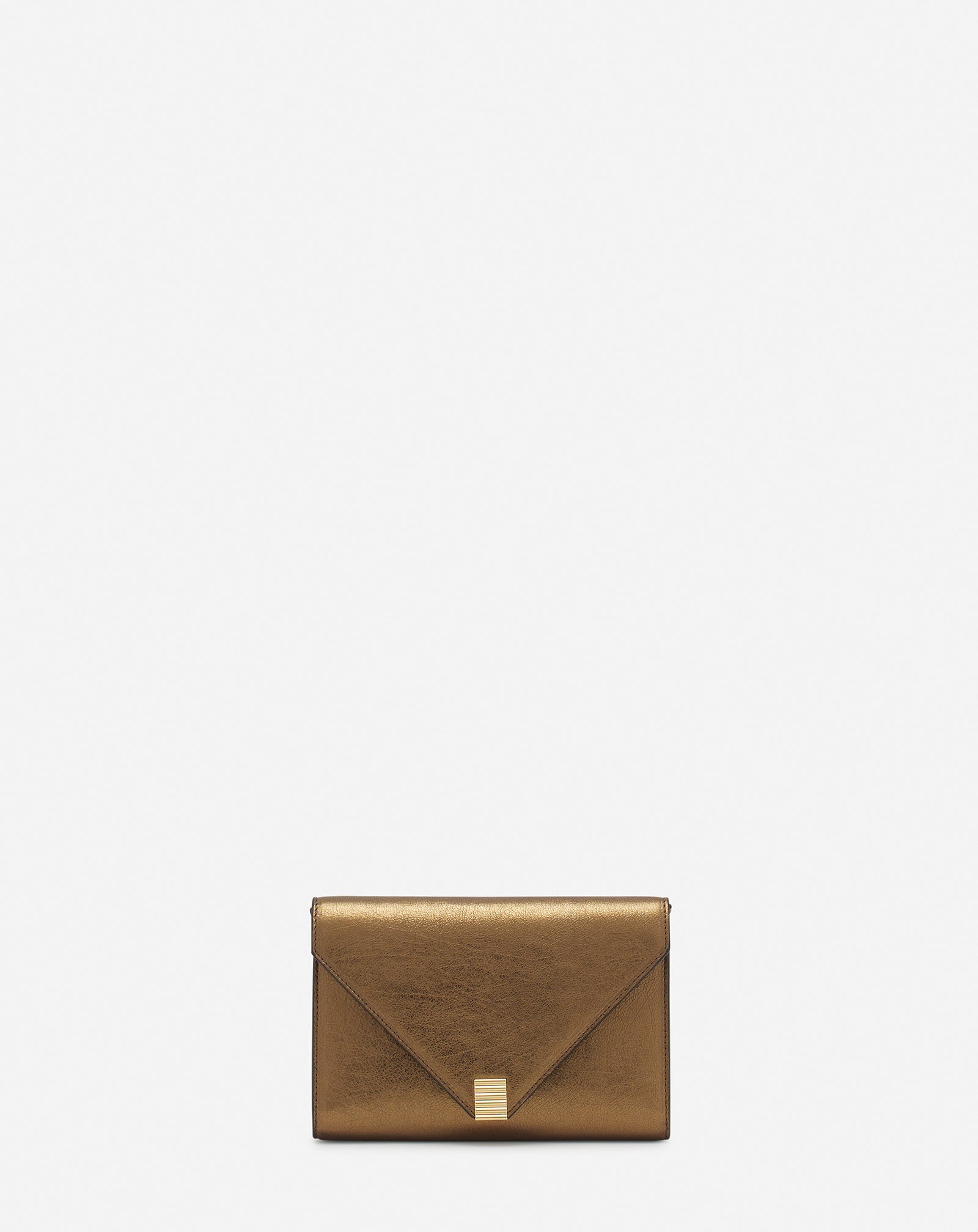 SAC PORTFEUILLE CONCERTO ARPÈGE EN CUIR GRAINÉ MÉTALLISÉ RUTENIUM