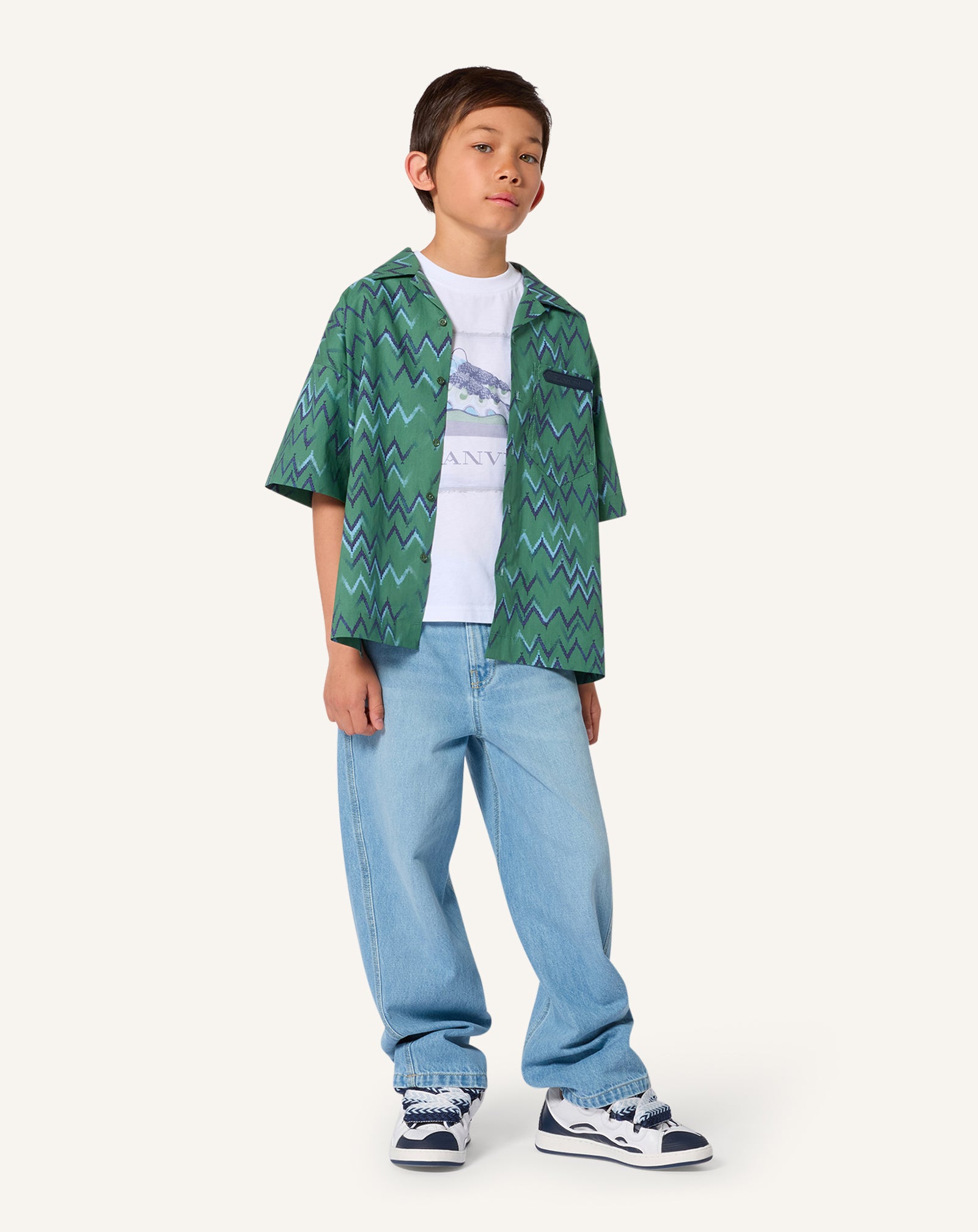 CHEMISE AMPLE IMPRIMÉ EN COTON VERT